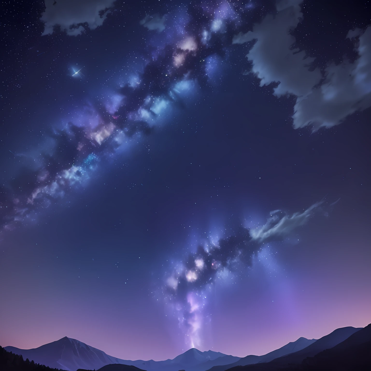"Paint a distant abstract sky and mountains with depth of field and layering,Create a punk tech vibe with a purple sky". --auto