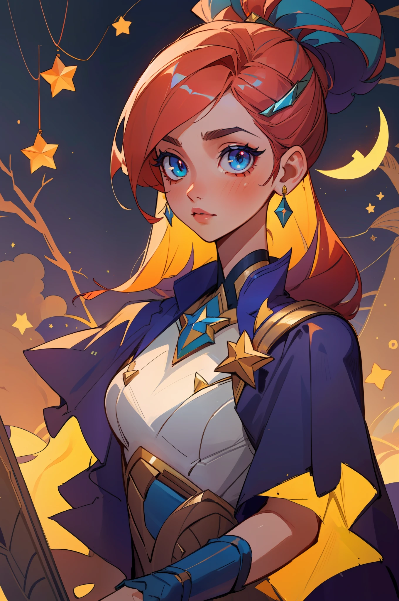(masterpiece, best quality), intricate details, 8k, artstation, sharp focus, 1girl, star guardian, league of legends, halloween colors