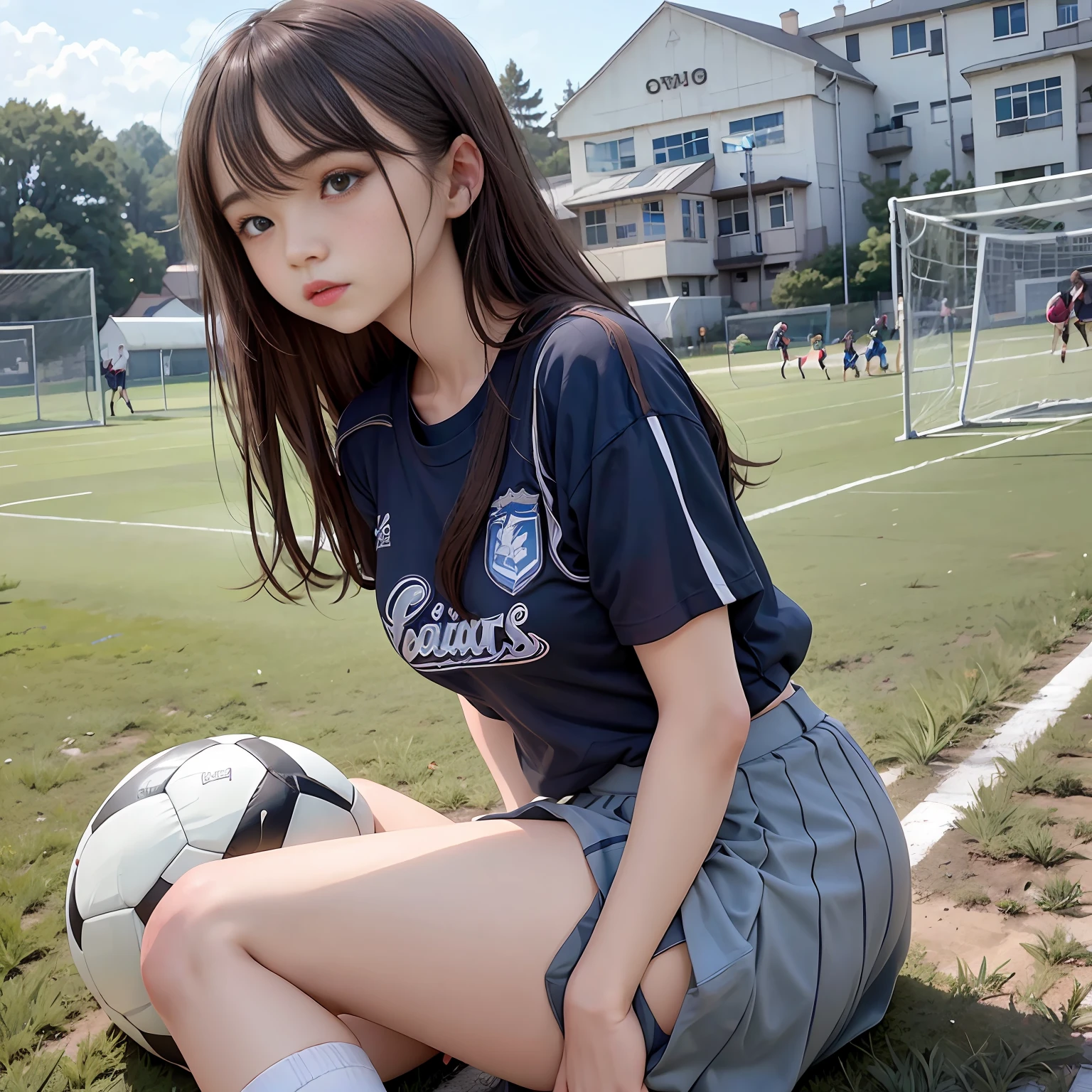 Sports Festival　Class T-shirt　uniform　Playing Soccer　　High school student　skirts