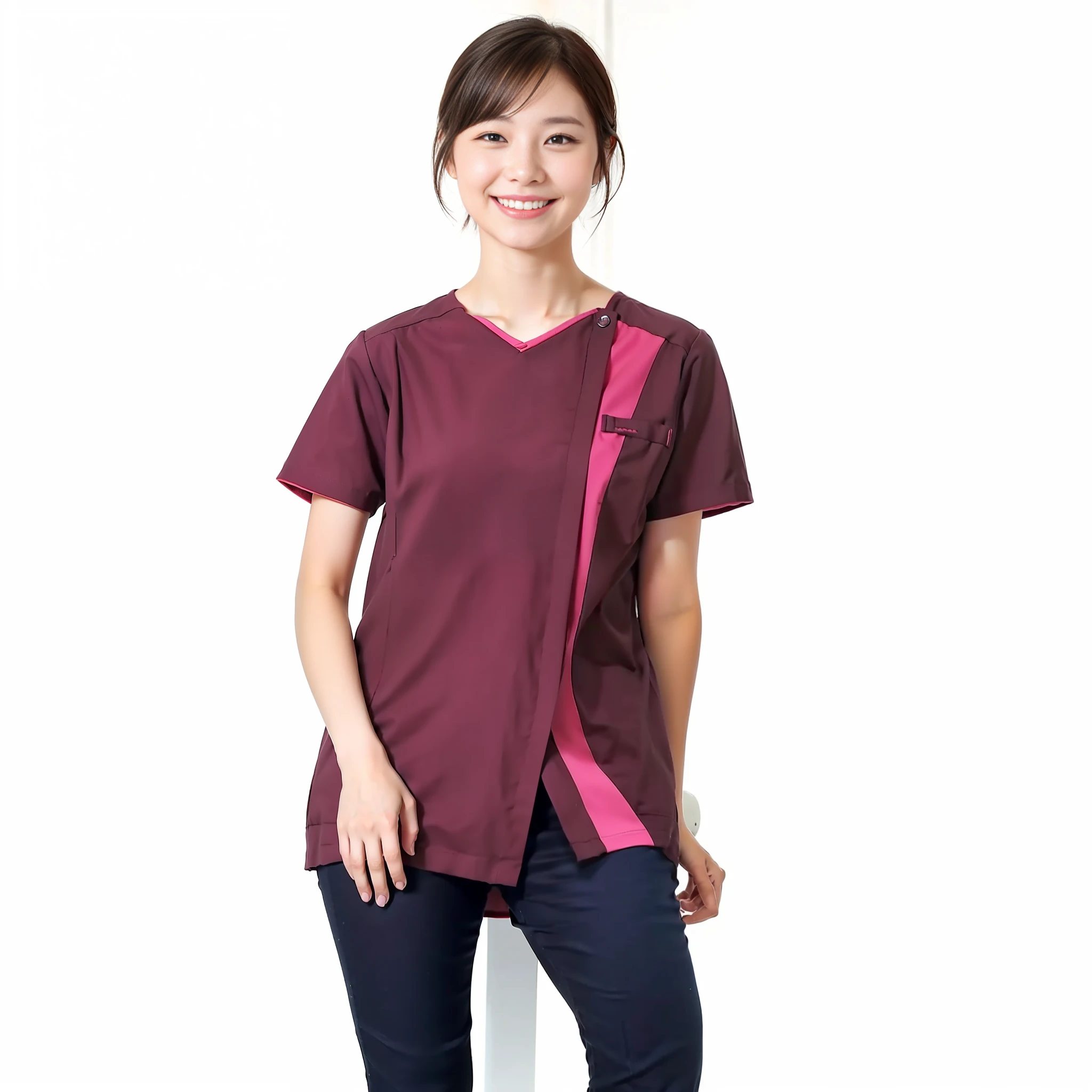 Pretty girl with short hair、smile on face