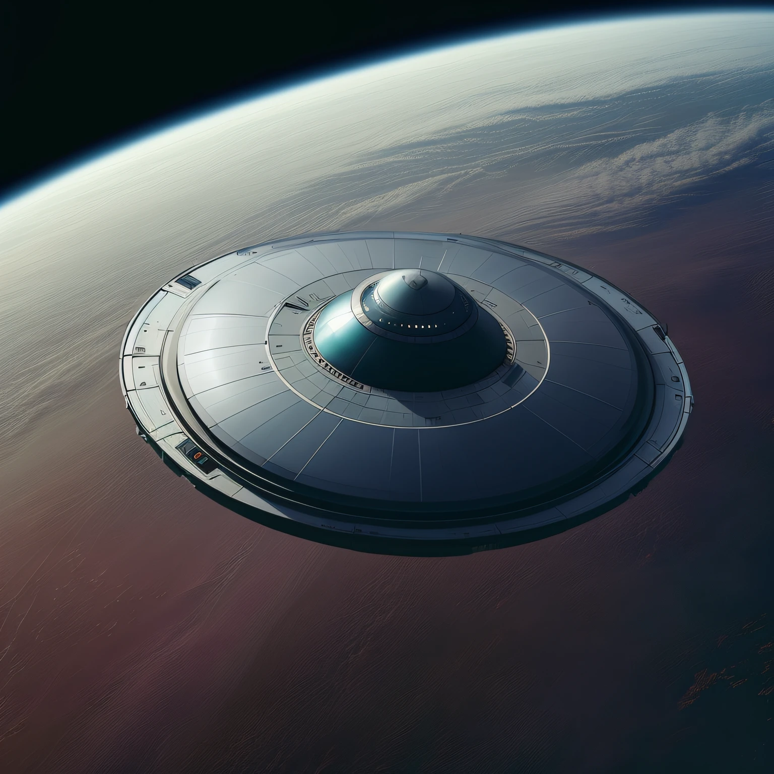 disco voador em orbita da terra, 8k, alta qualidade de imagem
