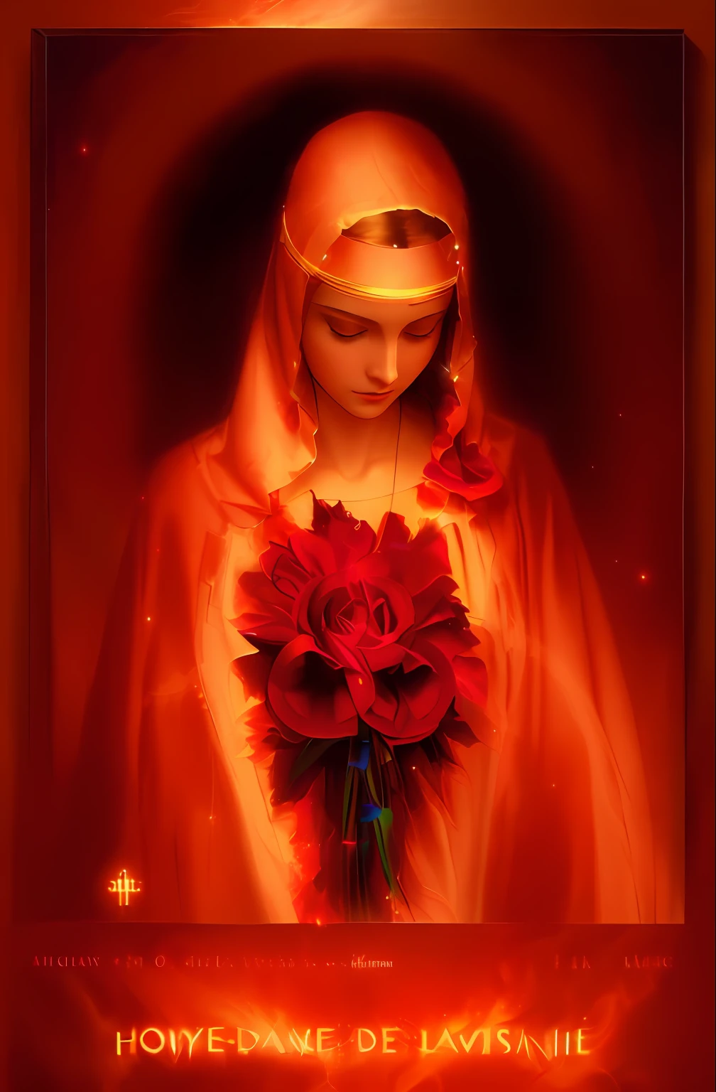 Holy VIRGIN MARY MYSTICAL ROSE, SWEET AND INNOCENT ANGELIC GAZE, ultra detailed artistic photography, midnight aura, night sky, detailed gorgeous face, dreamy, glowing, backlit, glamour, glimmer, shadows, oil on canvas, brush strokes, smooth, ultra high definition, 8k, unreal engine 5, ultra sharp focus, art by alberto seveso, artgerm, loish, sf, intricate artwork masterpiece, ominous, matte painting movie poster, golden ratio, trending on cgsociety, intricate, epic, trending on artstation, by artgerm, highly detailed, vibrant production cinematic character render ultra high quality model