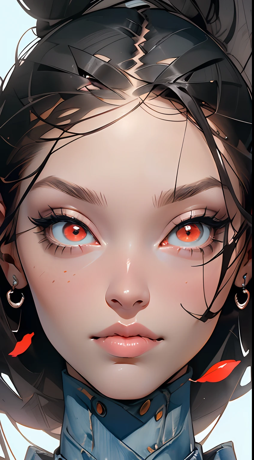fundo, misto-language_text, letras japonesas em graffit, mulher linda , longos cabelos negros,::((melhor qualidade)), ((obra-prima)), (muito detalhado:1.3)(masterpiece:1.2, melhor qualidade), (finamente detalhados belos olhos: 1.2), (masterpiece:1.2, best quality), (finely detailed beautiful eyes: 1.2), ::style joe madureira comic stiyle ::2.9 (masterpiece:1.2, best quality), (finely detailed beautiful eyes: 1.2), ((1girl kelly brook very beautiful woman big breast )), ((solo)), (red eyes:1.4), (finely detailed eyes and detailed face:1.3),), (with jeans and a white t-shirt or dress:1.3), (beautiful and clear background:1.2), (extremely detailed cg, ultra-detailed, best shadow:1.1), ((depth of field)), ((watercolor)), large breasts, bare shoulders, flowers and petals, beautiful concept illustration , (white background:0.5), (illustration :1.1), (extremely fine and beautiful:1.1), (perfect details:1.1), masterpiece, high quality, highres, detail enhancement, 8k, hd, masterpiece, best quality, high quality, highres, detail enhancement