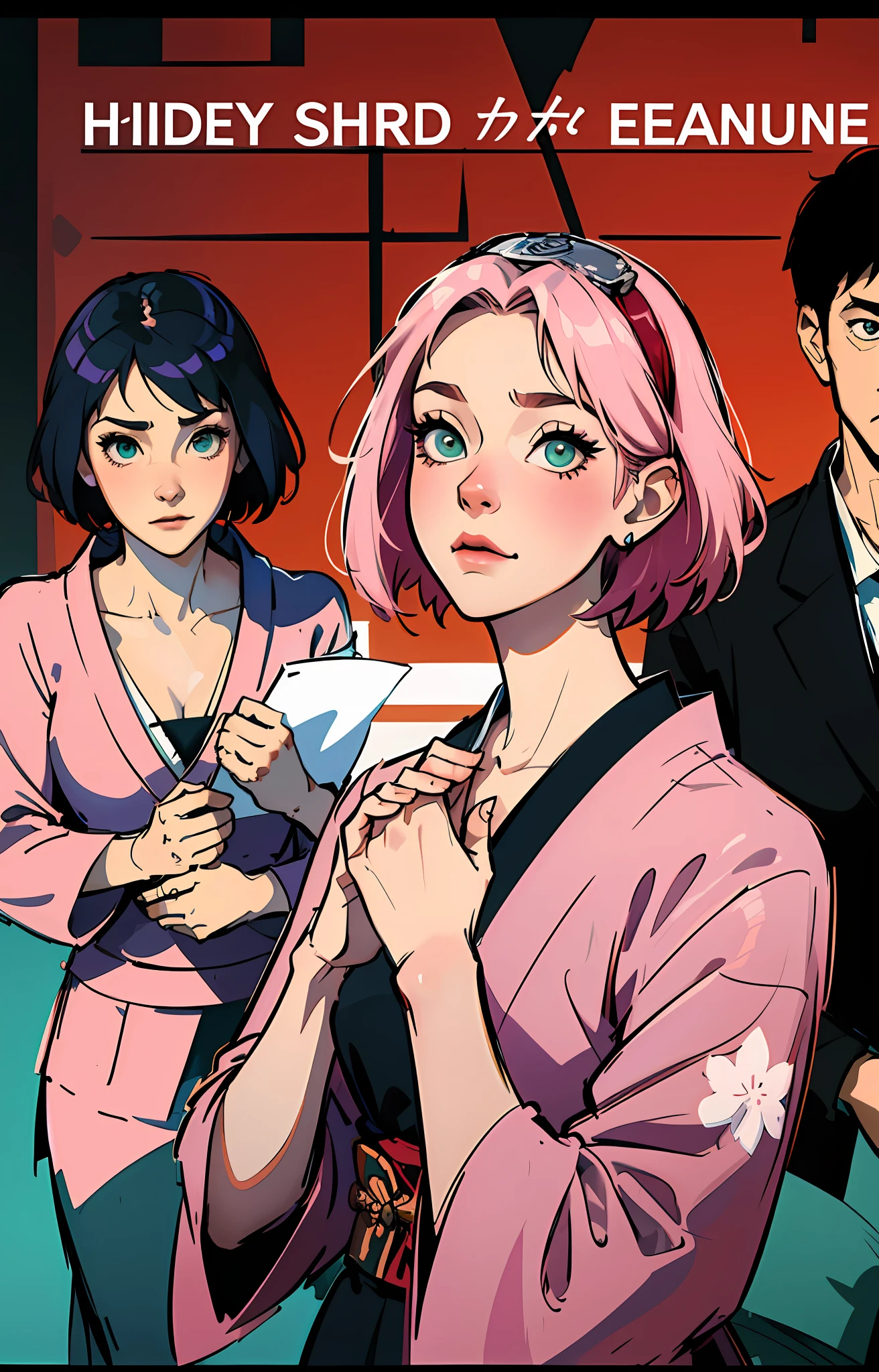 sakura haruno, ((somente)), sozinha, elegante, cabelo rosa, um kimono vermelho, sakura haruno, princesa, dinastia chinesa, she's charming, atraente, cabelo rosa, delicado, jovem, cabelo curto, detalhado, hight definition, ((corpo inteiro)), she's in his palace, olhando para o espectador, she's a beautiful woman , beautiful and nice woman, Linda, Bela, alta qualidade, olhos definidos, hight definition, nitidos, sharp strokes, Linda, red bow in hair,trending on ArtStation, por RHADS, Andreas Rocha, Horse, Makoto Shinkai, Laurie Greasley, Lois van Baarle, Ilya Kuvshinov e Greg Rutkowski