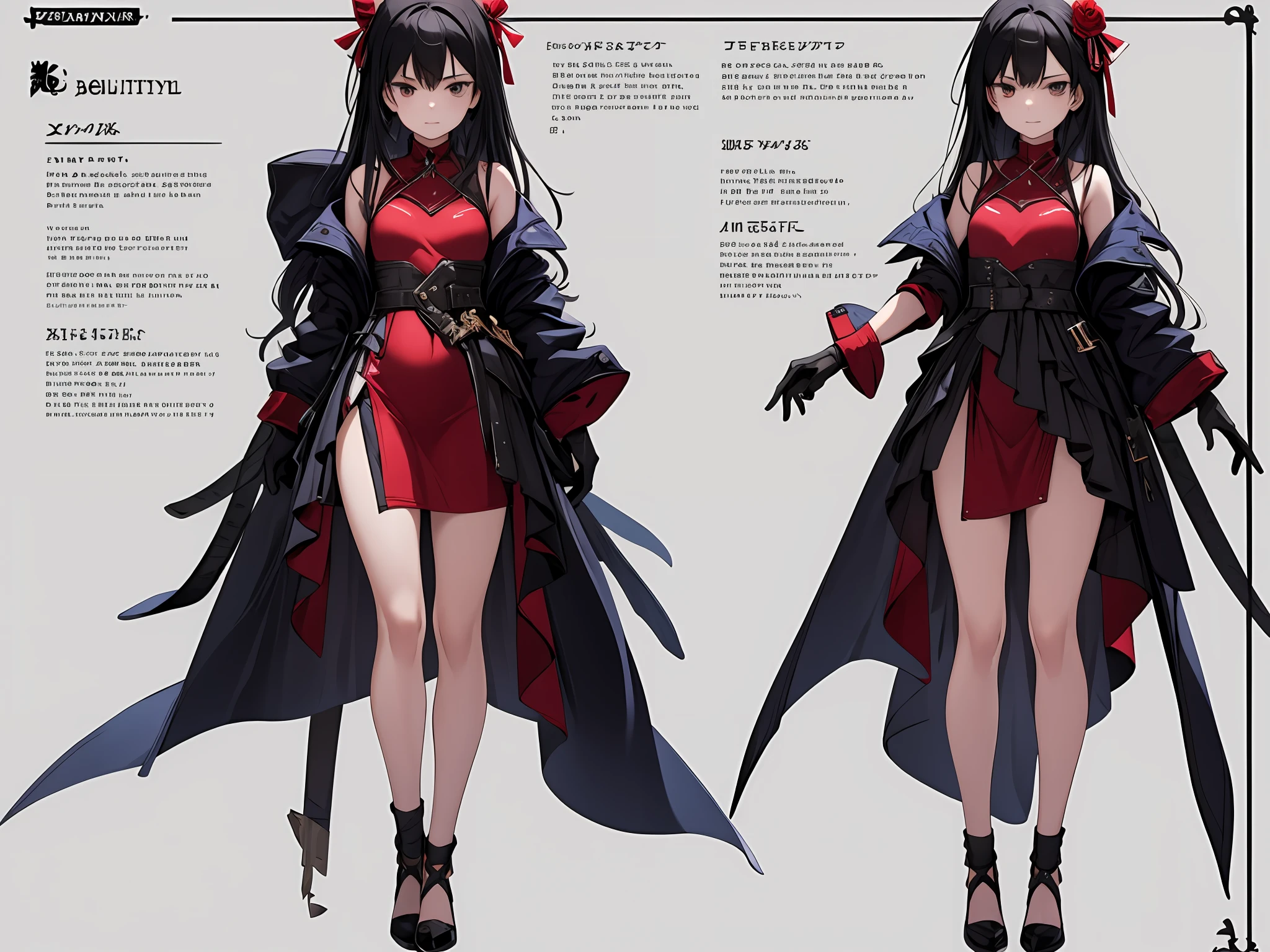 best qulaity,(The Masterpiece:1.2),next gen,
(1girls,Solo exhibition), (beautiful detailedgirl), full-body shooting, (turnover:1.4), Multi-view, the front view, the sideview, back-view,
Female Assassin,Black hair,dark eye,small udder,Red clothes,Black gloves,holding a dagger
