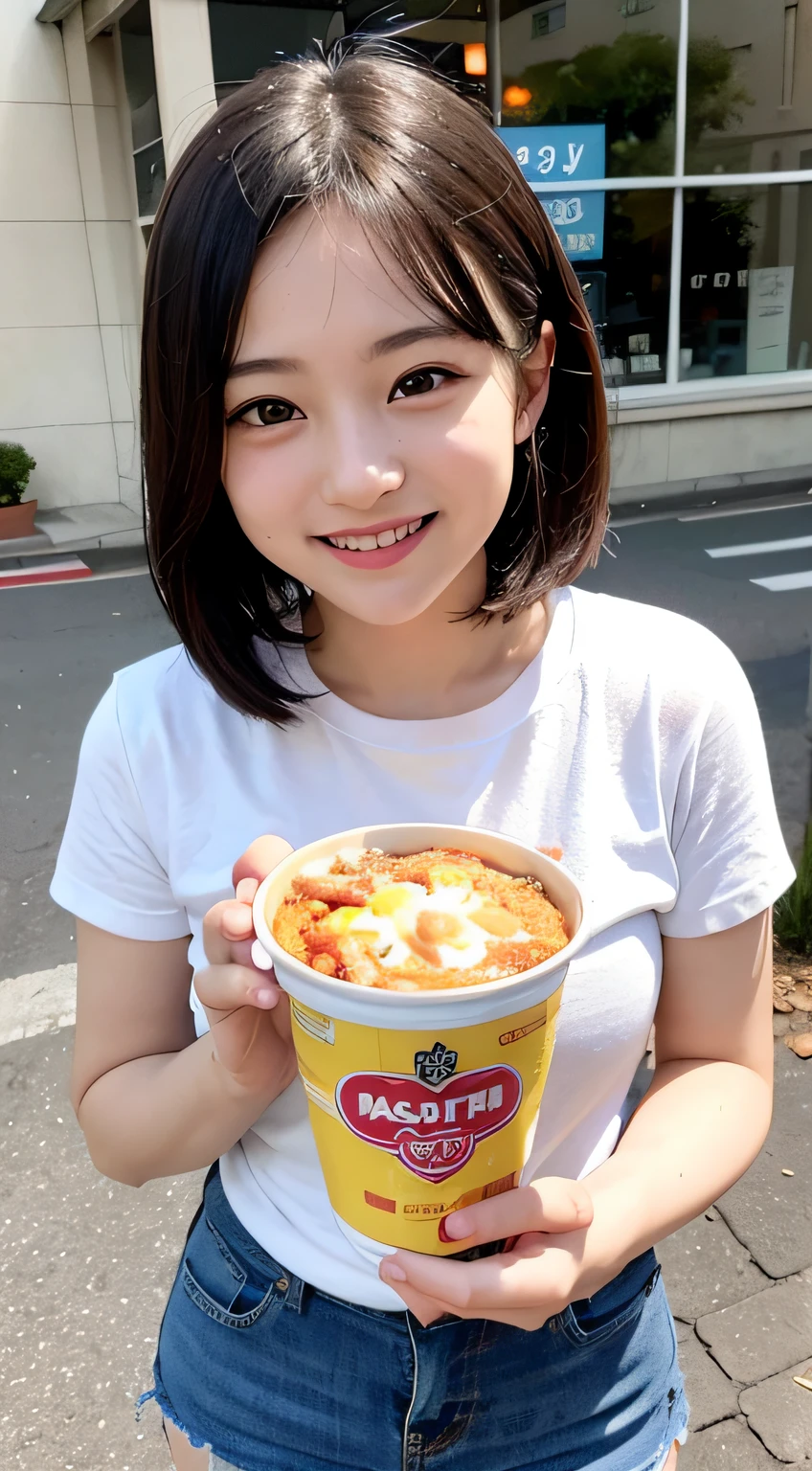 bob cuts、Cute teenage girl、AKB48 Team TP、AKB48 、(A masterpie、best qulaity:1.2)、ultra-highres、(photorealestic:1.4)、Detailed skin、cinematic lighting、friendly、intelligent、Get carried away by the conversation、Happiness、cordial、Energetic and、Cheerful and、Be creative、Glittering eyes and infectious smile、In the street、upper-body、full full body、Longhaire