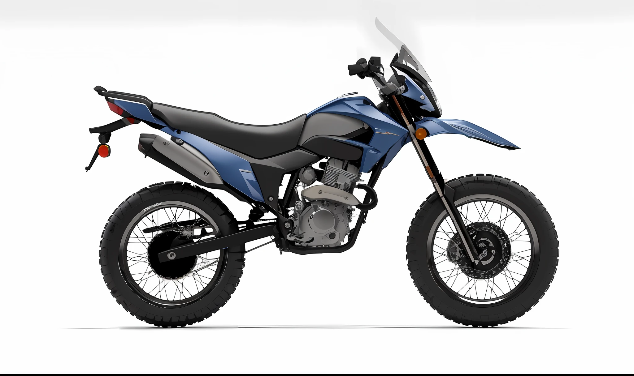 a close up of a motorcycle parked on a white surface, dakar motorbike, rendering of the windigo, motorcycle, motocross bike, 3d render”, motorbike, dakar, blue, digital painted, photoreal”, motorcycle concept art, photorealistic ”, photorealistic”, profile shot, blue realistic 3 d render, with 3 d render, with 3d render, off - road