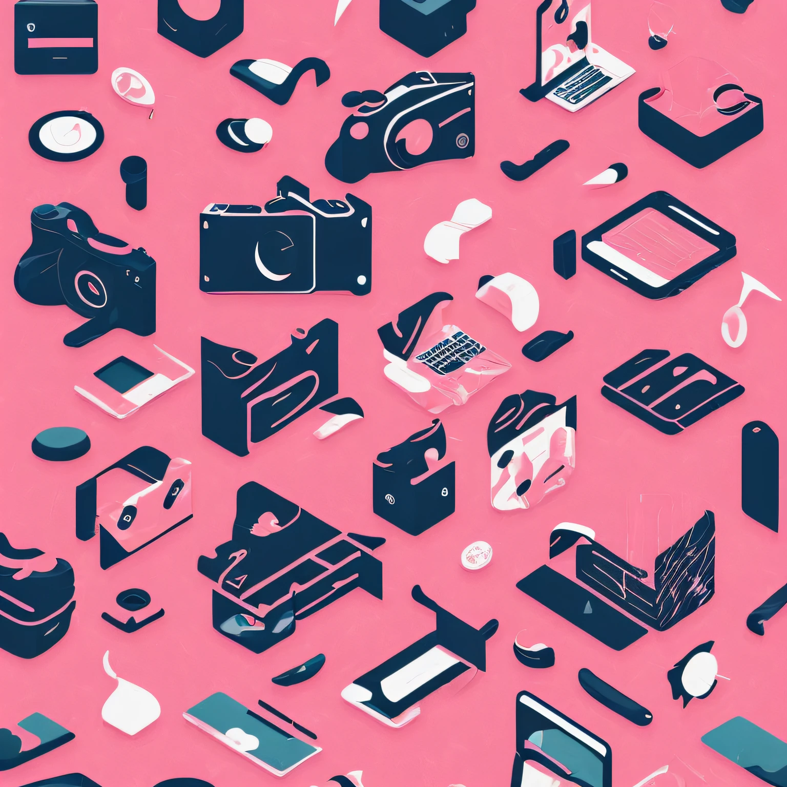 illutst，Flattening，Tech Style，in pink，poster background，Variety，Love --auto
