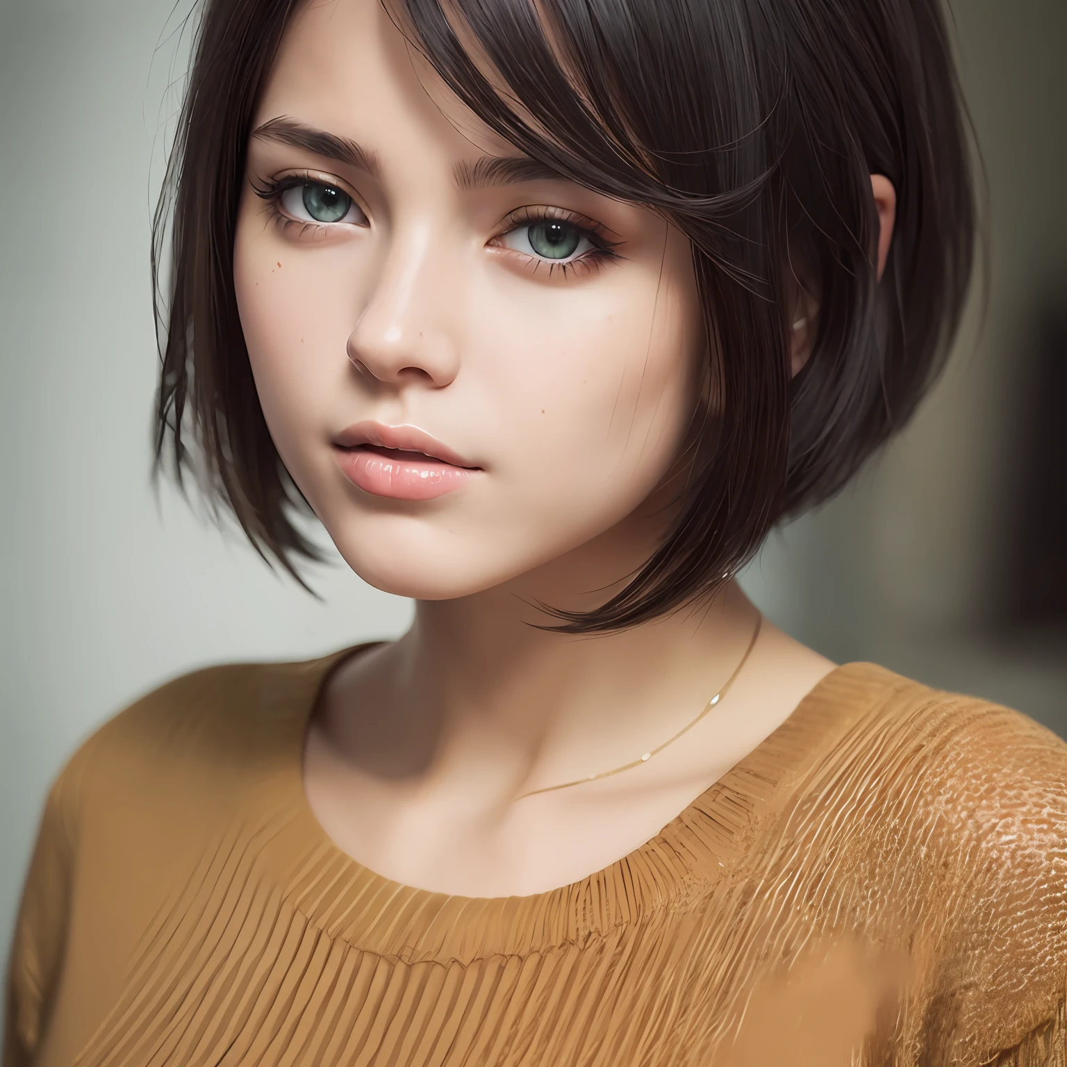 (masterpiece:1.3), (8k, photorealistic, RAW photo, best quality: 1.4), (1girl), beautiful face, (realistic face), (black hair, short hair:1.3), beautiful hairstyle, realistic eyes, beautiful detailed eyes, (realistic skin), beautiful skin, (sweater), absurdres, attractive, ultra high res, ultra realistic, highly detailed, golden ratio --auto