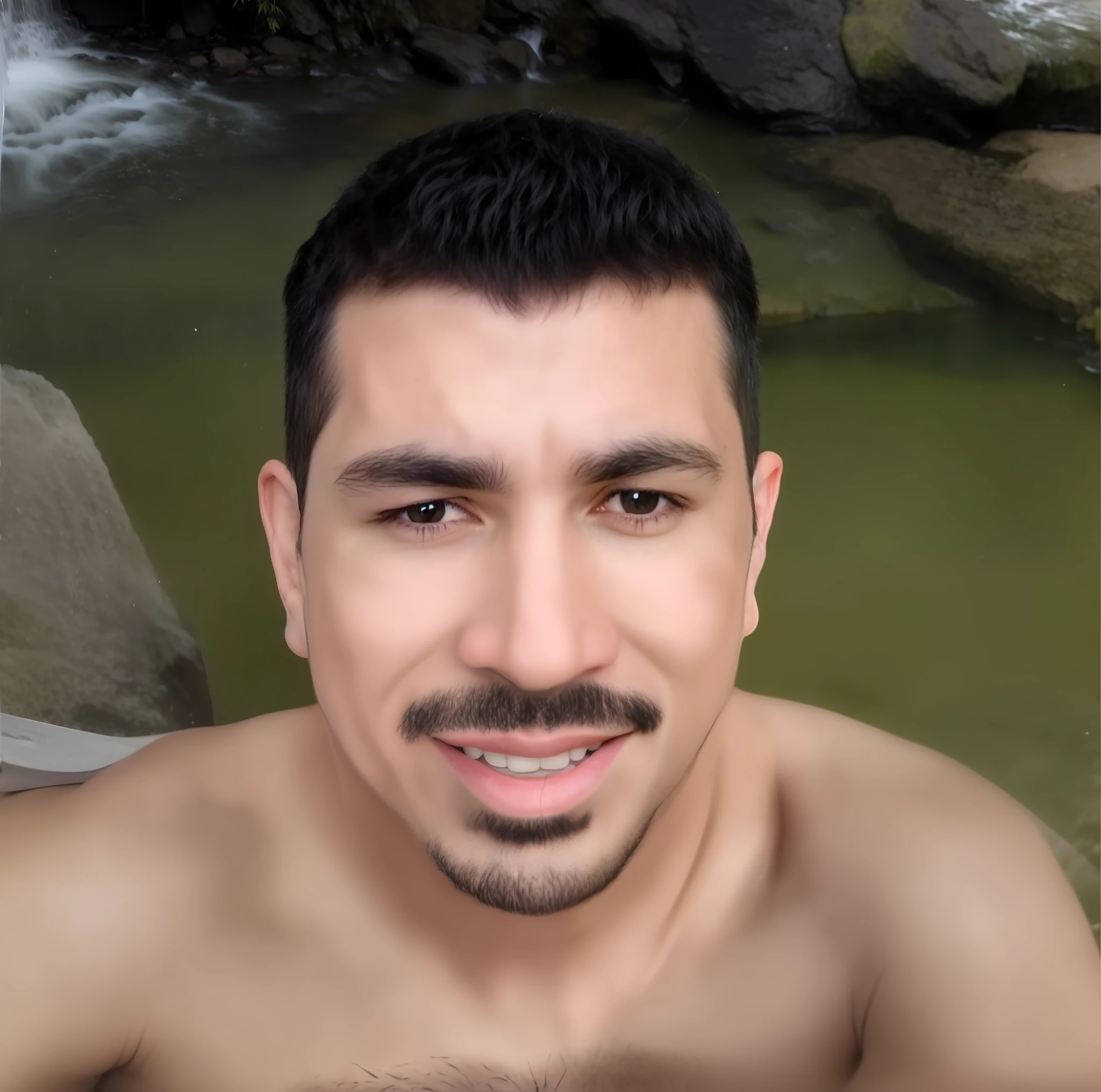 there is a man that is standing in front of a waterfall, (38 anos), 3 2 anos, 2 8 anos, 2 7 anos, 2 9 anos, 38 anos, cerca de 3 5 anos, 3 6 anos, banho em cachoeira, Cristiano Orrillo, 2 4 anos, Postagem no Reddit