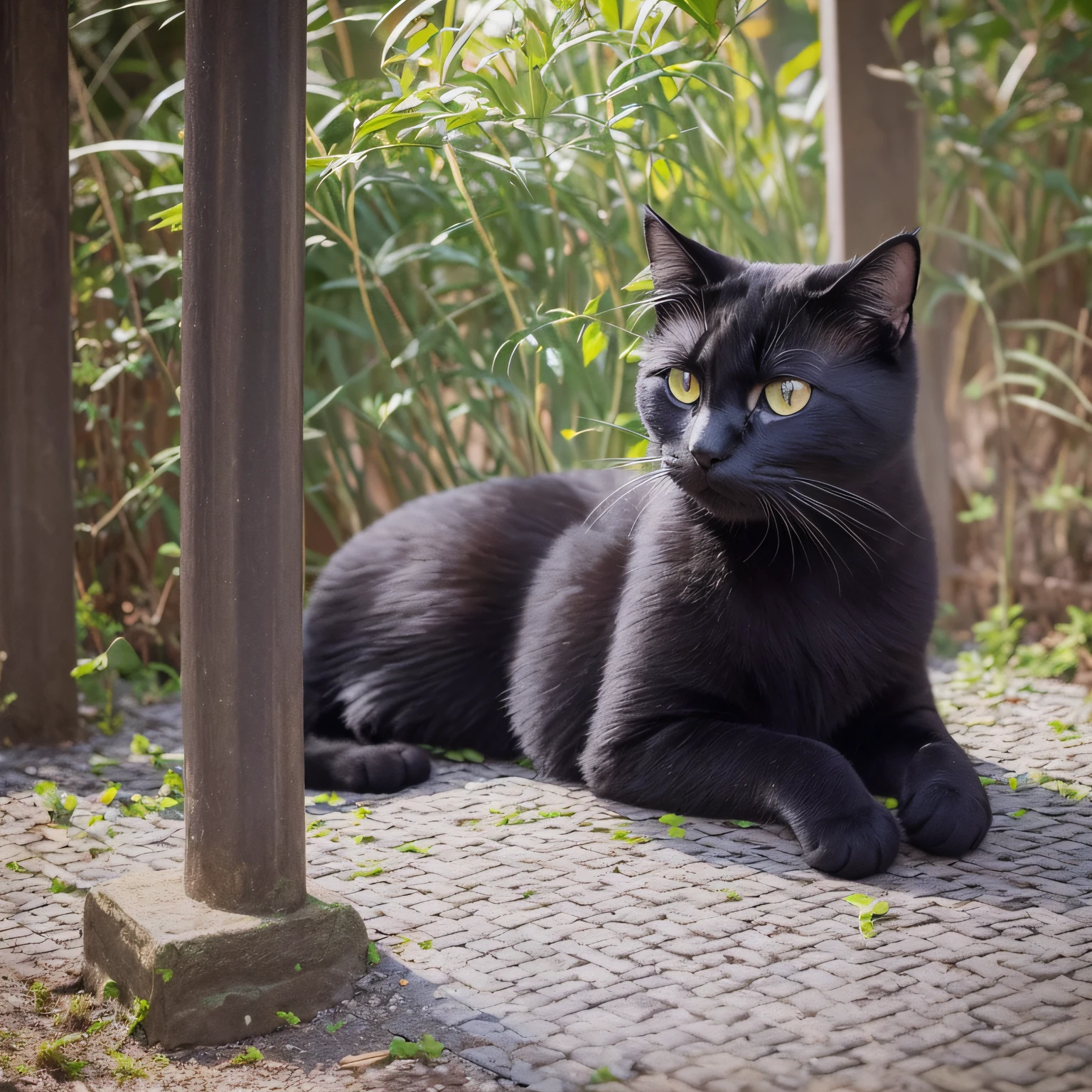 A Black Cat、On the grass、on foot、Taking a walk --auto