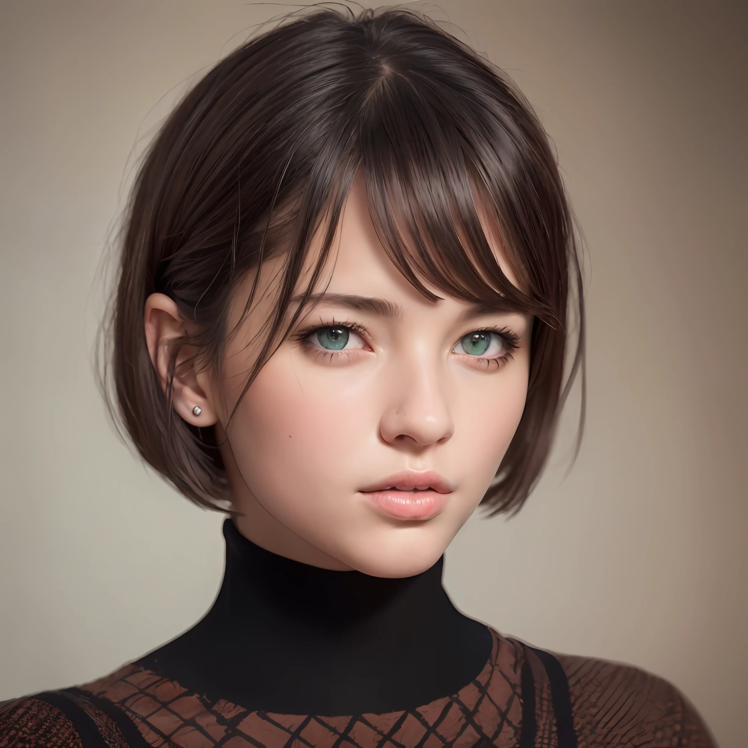 (masterpiece:1.3), (8k, photorealistic, RAW photo, best quality: 1.4), (1girl), beautiful face, (realistic face), (black hair, short hair:1.3), beautiful hairstyle, realistic eyes, beautiful detailed eyes, (realistic skin), beautiful skin, (sweater), absurdres, attractive, ultra high res, ultra realistic, highly detailed, golden ratio --auto