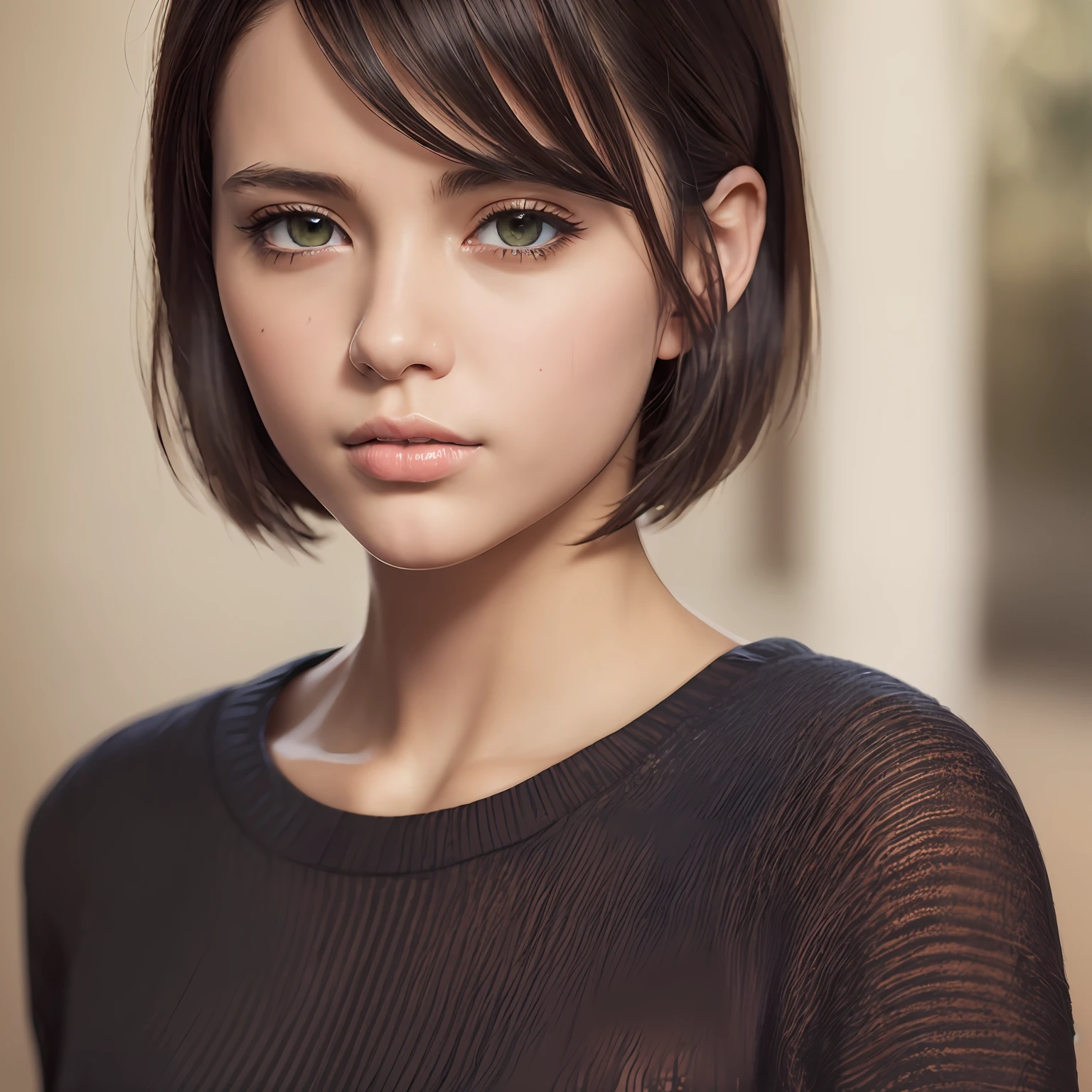 (masterpiece:1.3), (8k, photorealistic, RAW photo, best quality: 1.4), (1girl), beautiful face, (realistic face), (black hair, short hair:1.3), beautiful hairstyle, realistic eyes, beautiful detailed eyes, (realistic skin), beautiful skin, (sweater), absurdres, attractive, ultra high res, ultra realistic, highly detailed, golden ratio --auto