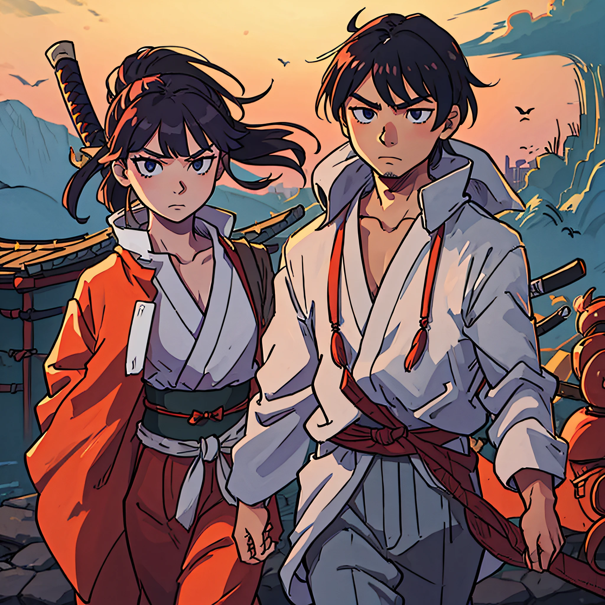 Samurai Japanese Man After War, estilo anime --auto