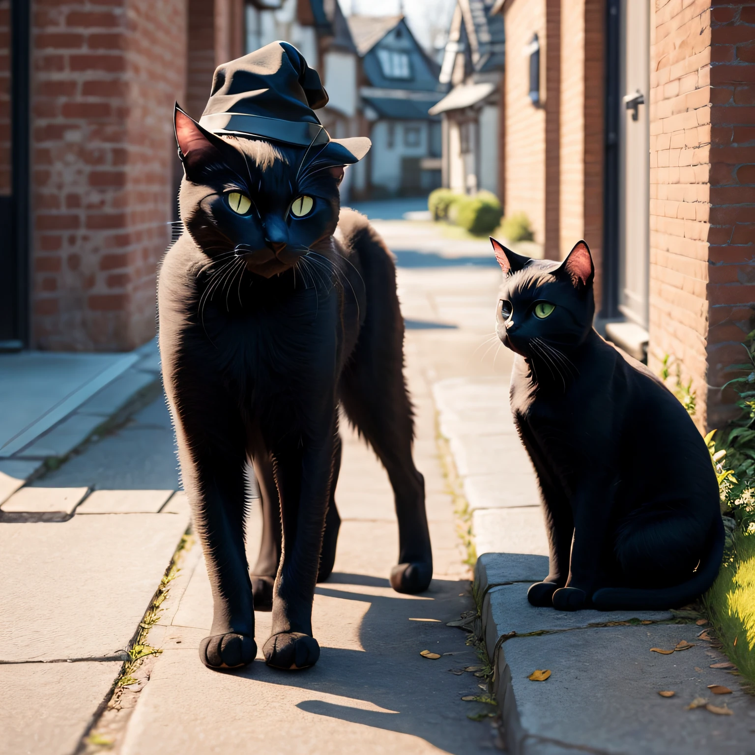 Wearing a wizard's hat、black cat、Bipedal --auto