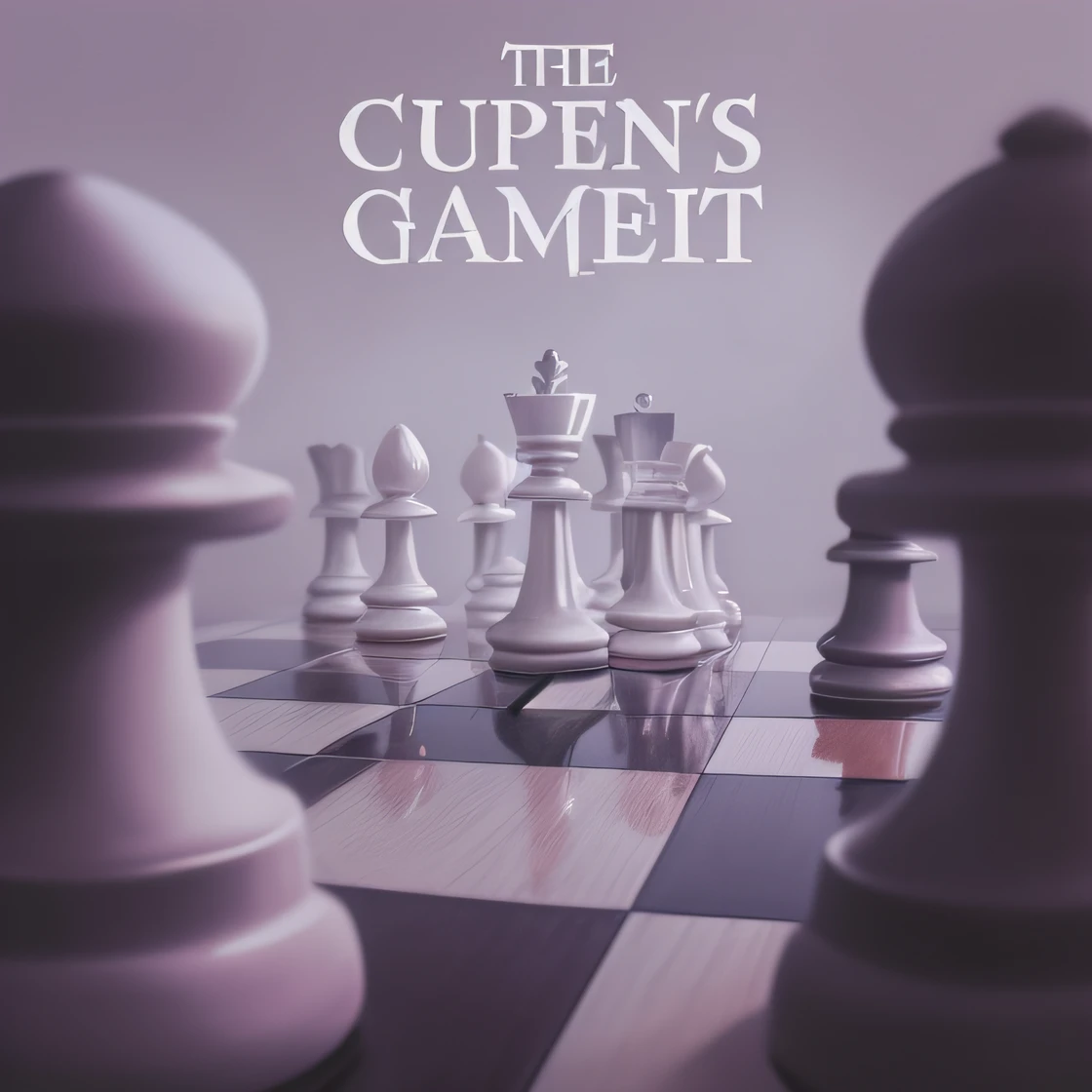 There is a poster of a chessboard, Gambito das rainhas, Arte Promocional, Capa de um novo videogame, album cover, album art, Arte Oficial, arte da capa do jogo de tabuleiro, arte da caixa, arte do jogo de capa, new album cover, official poster artwork, Jen Bartel, arte da capa do jogo, arte chave do jogo, capa de videogame, sem pessoas e sem palavras