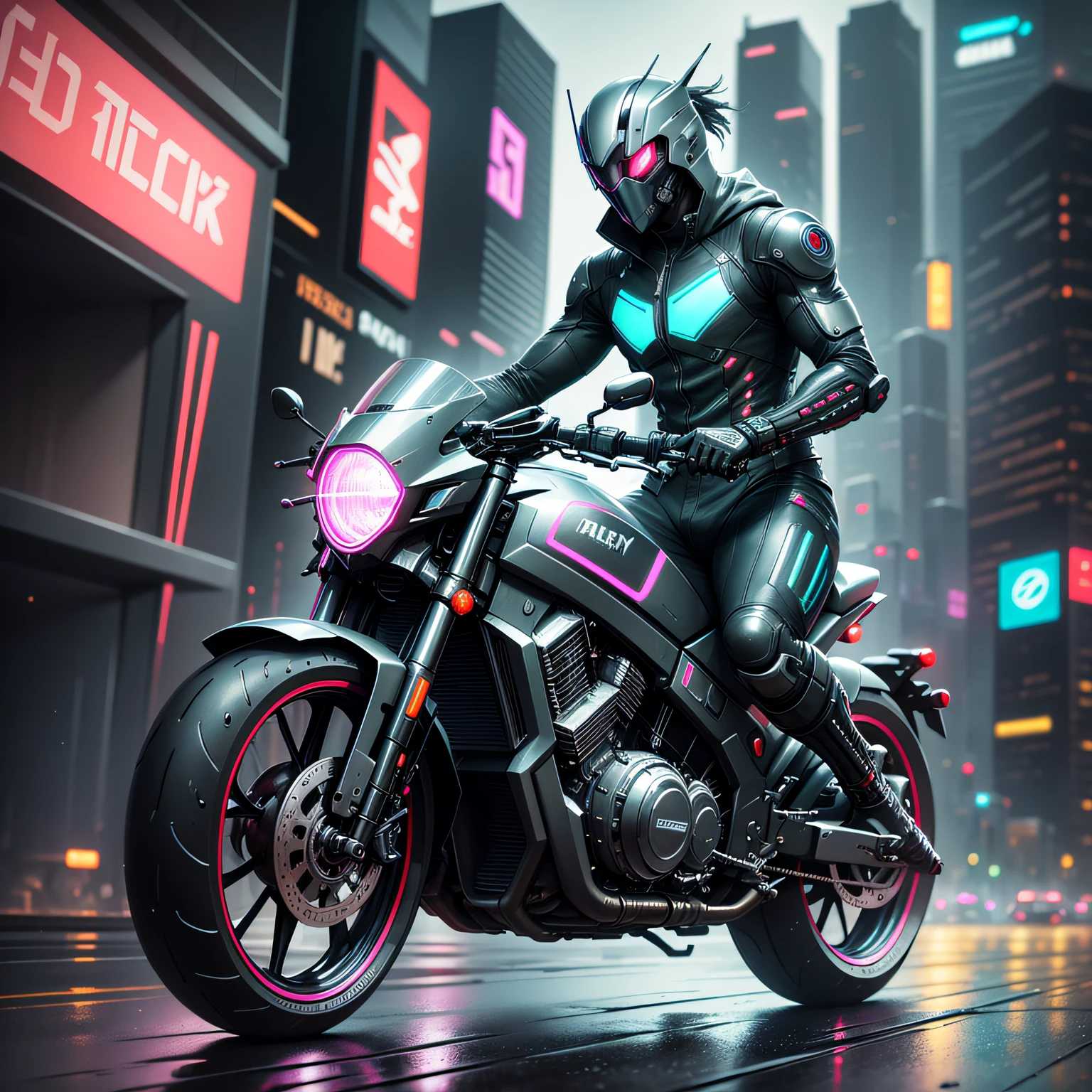 action shot of a motorbike, synthwave, onclosed in a circle , sunset, white background --auto