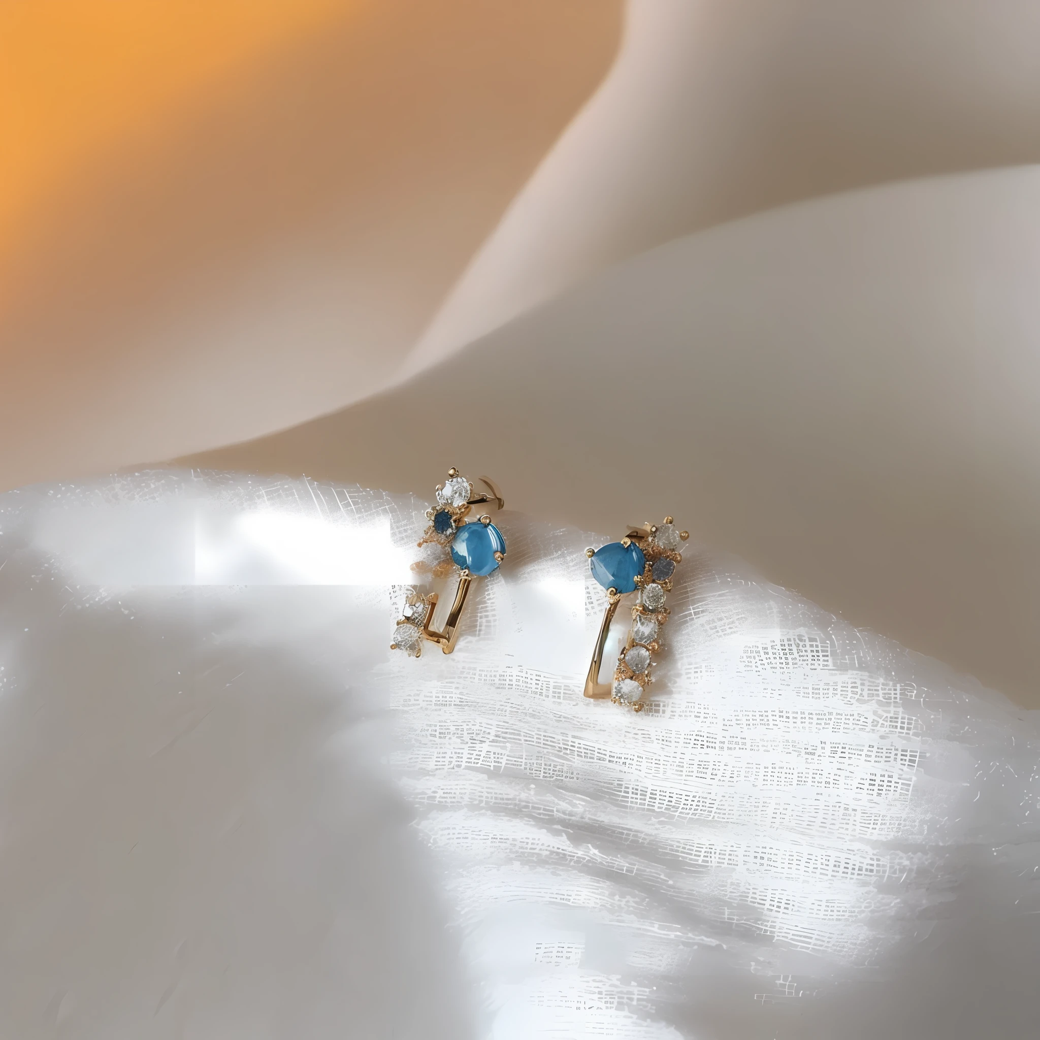 A professional photo,small studded earings, On a white jewelry box