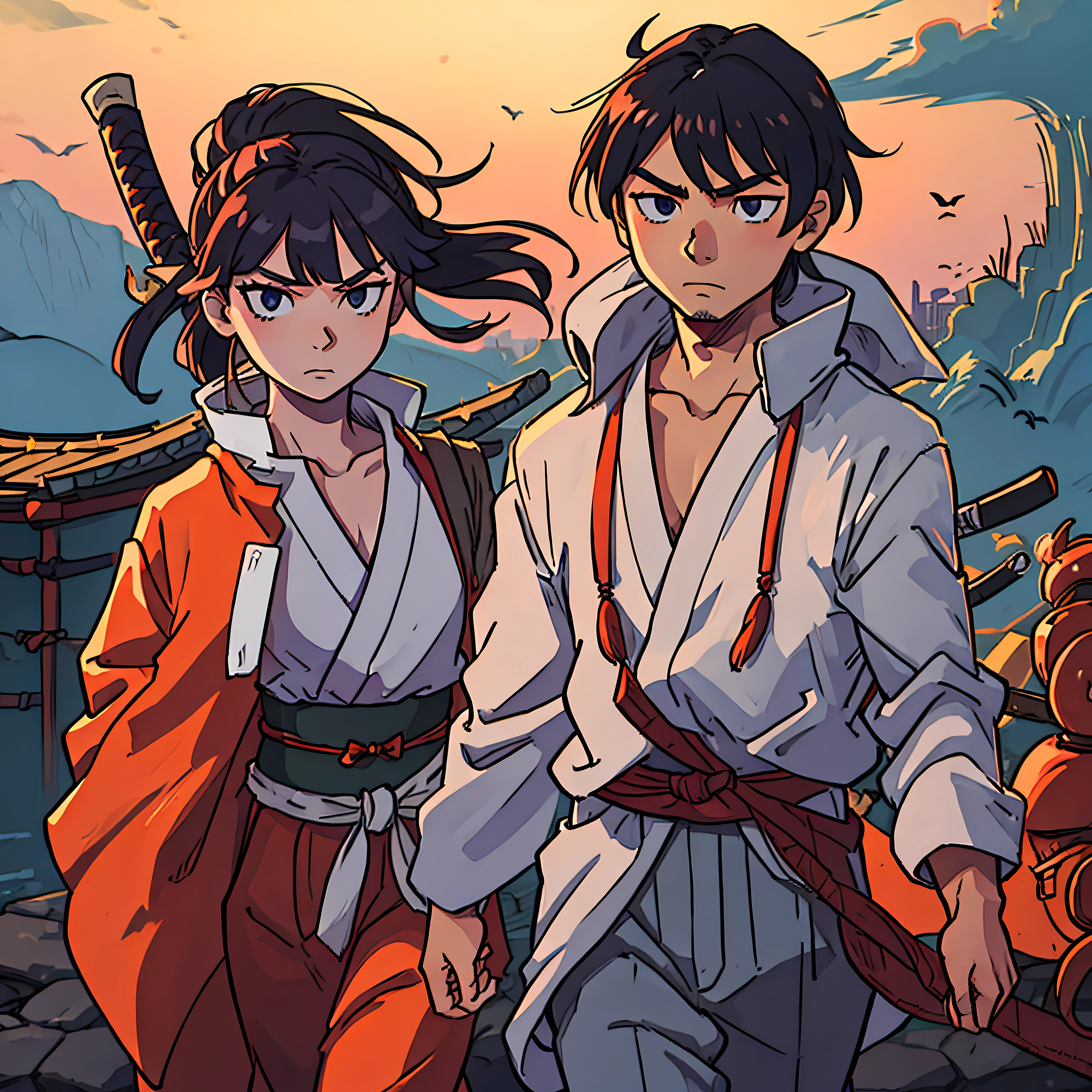 Samurai Japanese Man After War, estilo anime --auto