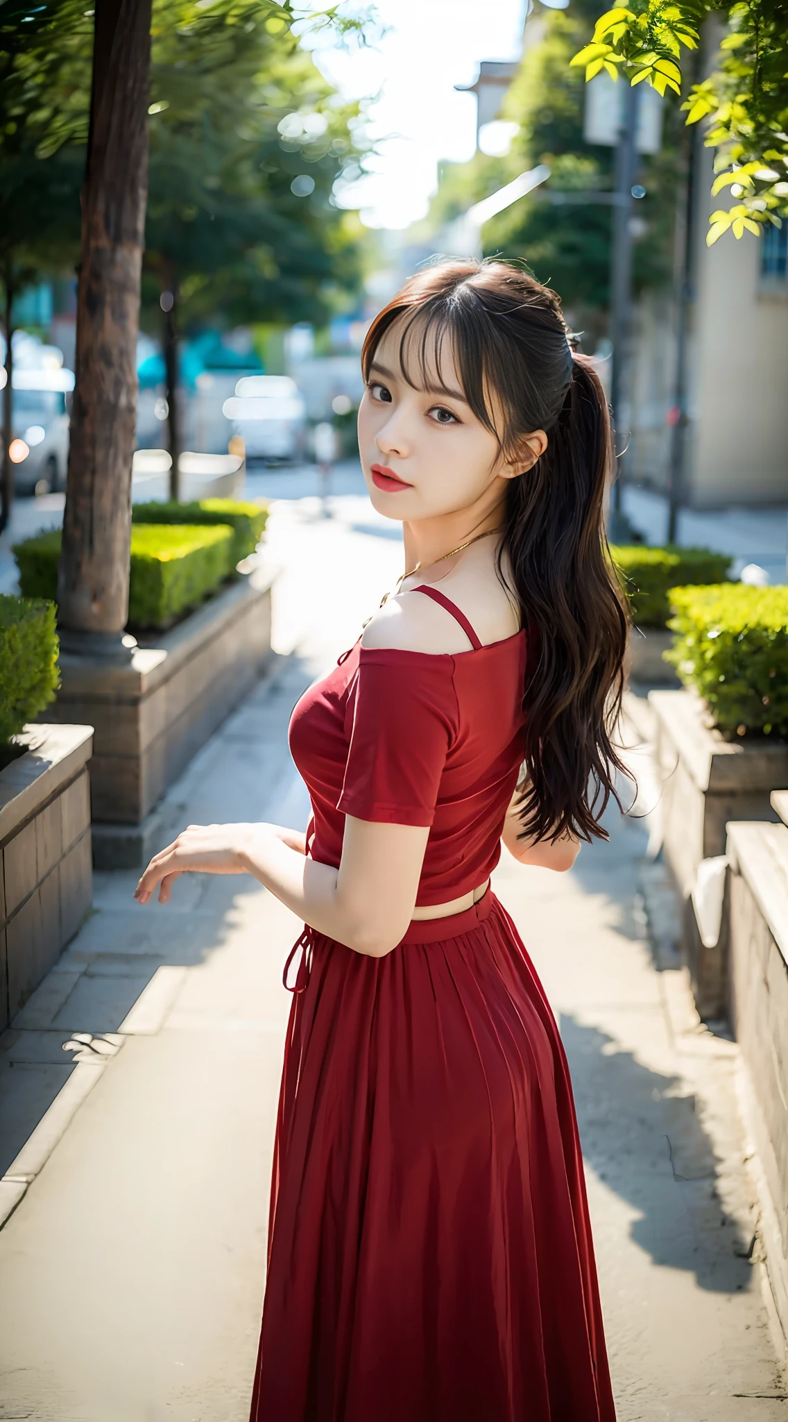 arafed asian woman with a red shirt and a necklace, Young adorable Korean face, soft portrait shot 8 k, young cute wan asian face, korean face features, detailed face of a asian girl, girl cute-fine-face, Beautiful young Korean woman, south east asian with round face, young woman's face, a young asian woman