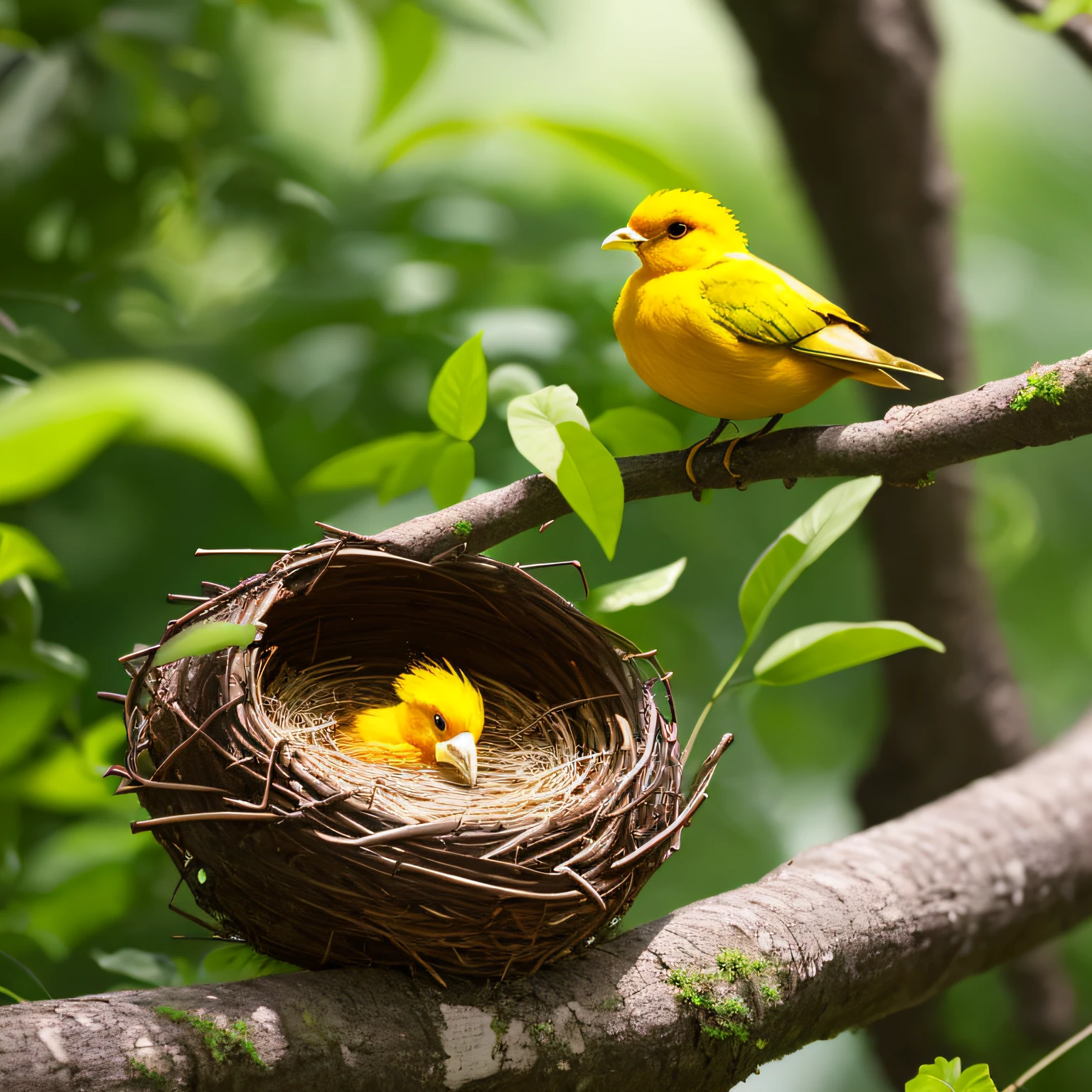 bird’s nest、Under the tree、One chick、amarelo --auto