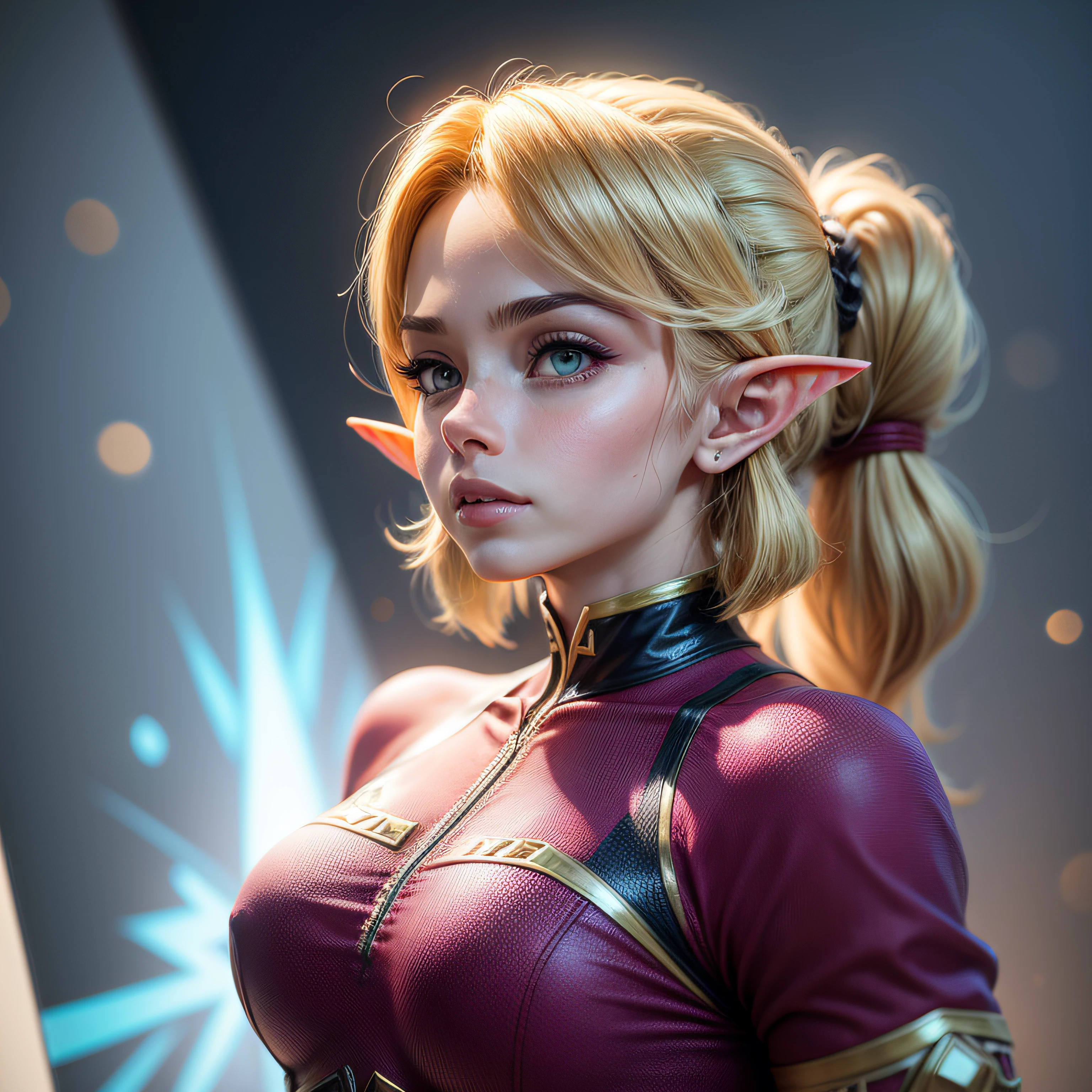 Mulher de cabelos loiros em roupa azul e bege segurando em poses de combate como em street fighter, Zelda, Retrato de Zelda, de lenda de Zelda, Link da lenda de Zelda, link do Zelda, Fotos cosplay, Cosplay ornamentado, Cosplay profissional, Cosplay, Cosplay Completo, Artgerm Moody Fotografia, Princesa Zelda, Zelda como Triforce, Hyrule, Anime Garota Cosplay, ray-traced, 3d-render, extremanente detalhado, alta qualidade, Luz e sombra realistas, cabelos loiros, eye reflection, Sorriso leve, ray tracing, ray tracing, High detail, realismo, hiper-realismo, profundidade de campo, cinematic lighting, desfoque de movimento, brilho, luz brilhante, raios de deus, ray tracing, reflection light, Afterimage, multiple views, Reflexo da lente, Bokeh, 4k, UHD, Masterpiece, anatomicamente correto, pele texturizada, Super Detalhe, alta qualidade, melhor qualidade, 8k