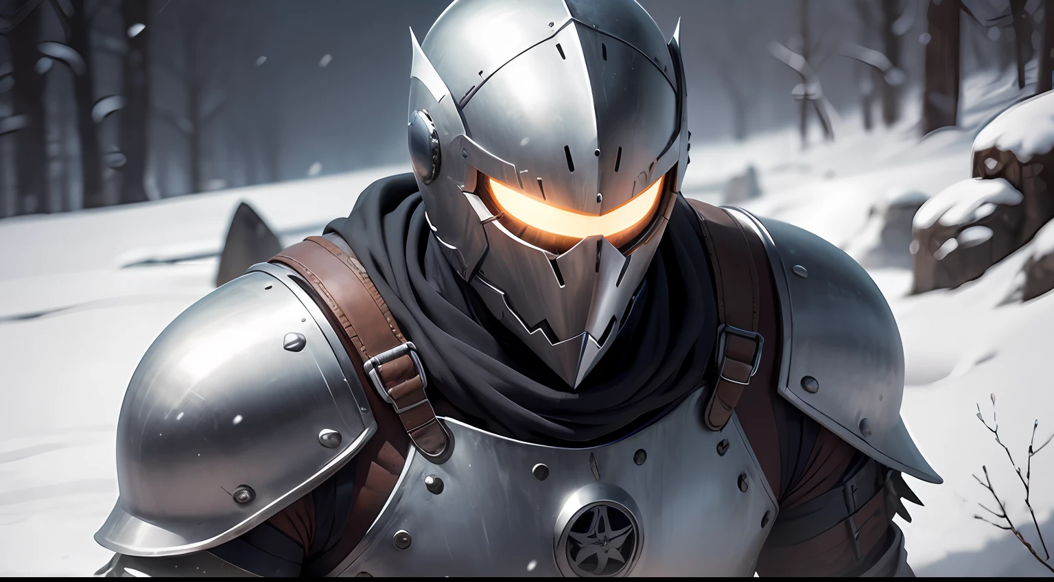 Homem de Ferro, armadura medieval, neve, High detail, 4k