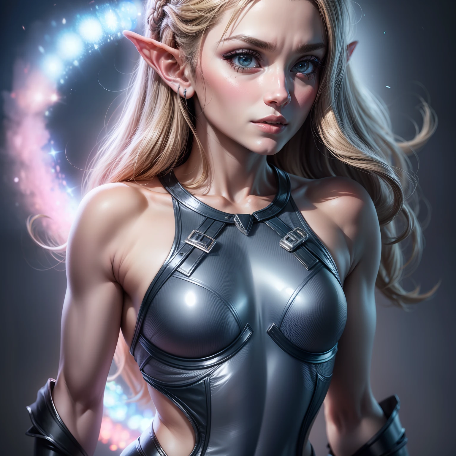 Mulher de cabelos loiros em roupa azul e bege segurando em poses de combate como em street fighter, Zelda, Retrato de Zelda, de lenda de Zelda, Link da lenda de Zelda, link do Zelda, Fotos cosplay, Cosplay ornamentado, Cosplay profissional, Cosplay, Cosplay Completo, Artgerm Moody Fotografia, Princesa Zelda, Zelda como Triforce, Hyrule, Anime Garota Cosplay, ray-traced, 3d-render, extremanente detalhado, alta qualidade, Luz e sombra realistas, cabelos loiros, eye reflection, Sorriso leve, ray tracing, ray tracing, High detail, realismo, hiper-realismo, profundidade de campo, cinematic lighting, desfoque de movimento, brilho, luz brilhante, raios de deus, ray tracing, reflection light, Afterimage, multiple views, Reflexo da lente, Bokeh, 4k, UHD, Masterpiece, anatomicamente correto, pele texturizada, Super Detalhe, alta qualidade, melhor qualidade, 8k