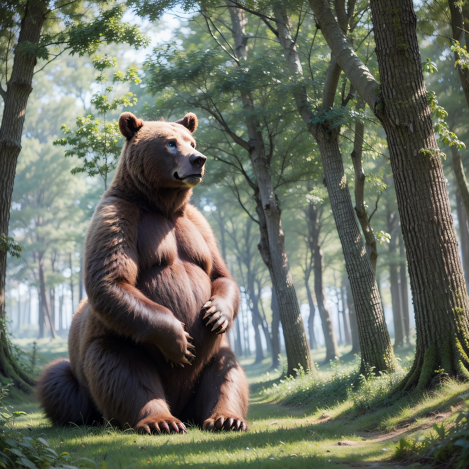 grizzly bear、sitting on、Hungry --auto