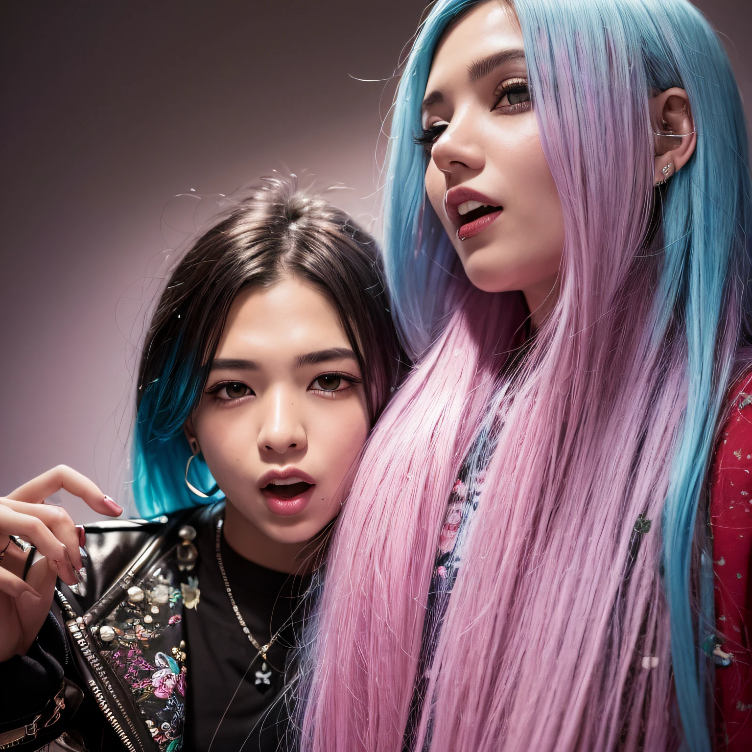 1Meninos,Pessoa solteira,jovens,O vampiro,abrir,y2k,Estilo Emo,non-mainstream,Mines are boys,Estilo Harajuku,Cura exagerada,Ornamentos intrincados,Estilo rock,gothic style,rebite,pinos de orelha,Brincos unilaterais,cabelo de duas cores,cabelo rosa e azul,anel de prata,sangue,maniacal laughter,Underground idols,PR Masculino