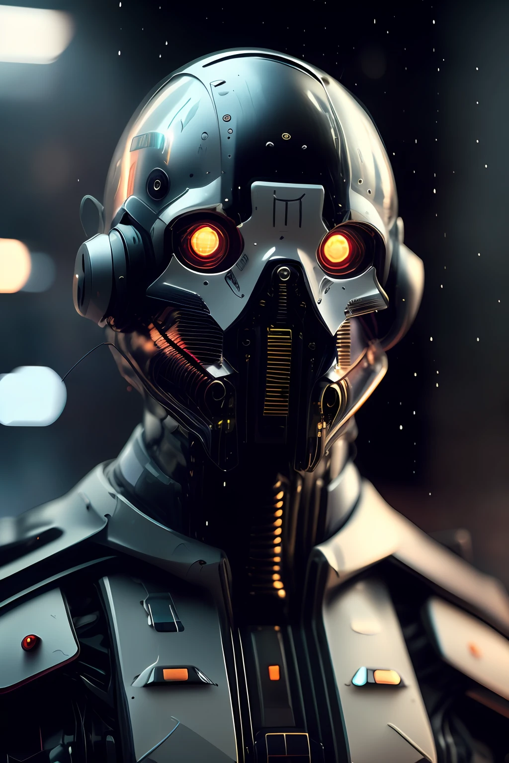 rz88mkultr4, a closeup of a android ,    blurred plastic and steel, raining, mist, raytracing, octane, trending on artstation