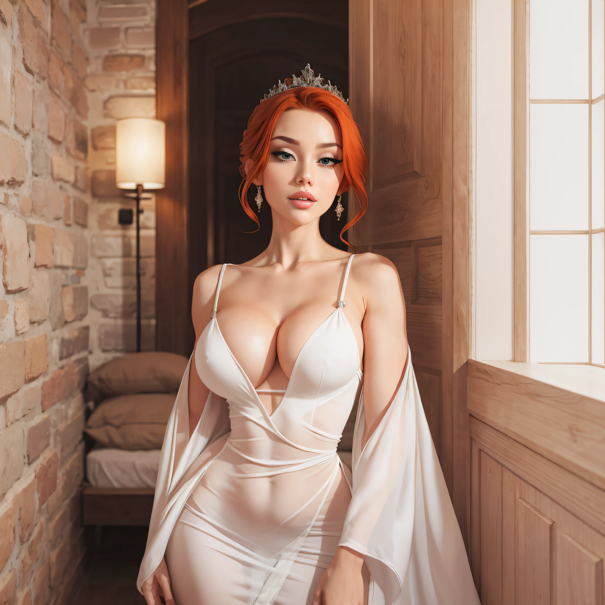 seductive, bigger breasts, larger breasts, red head, red hair