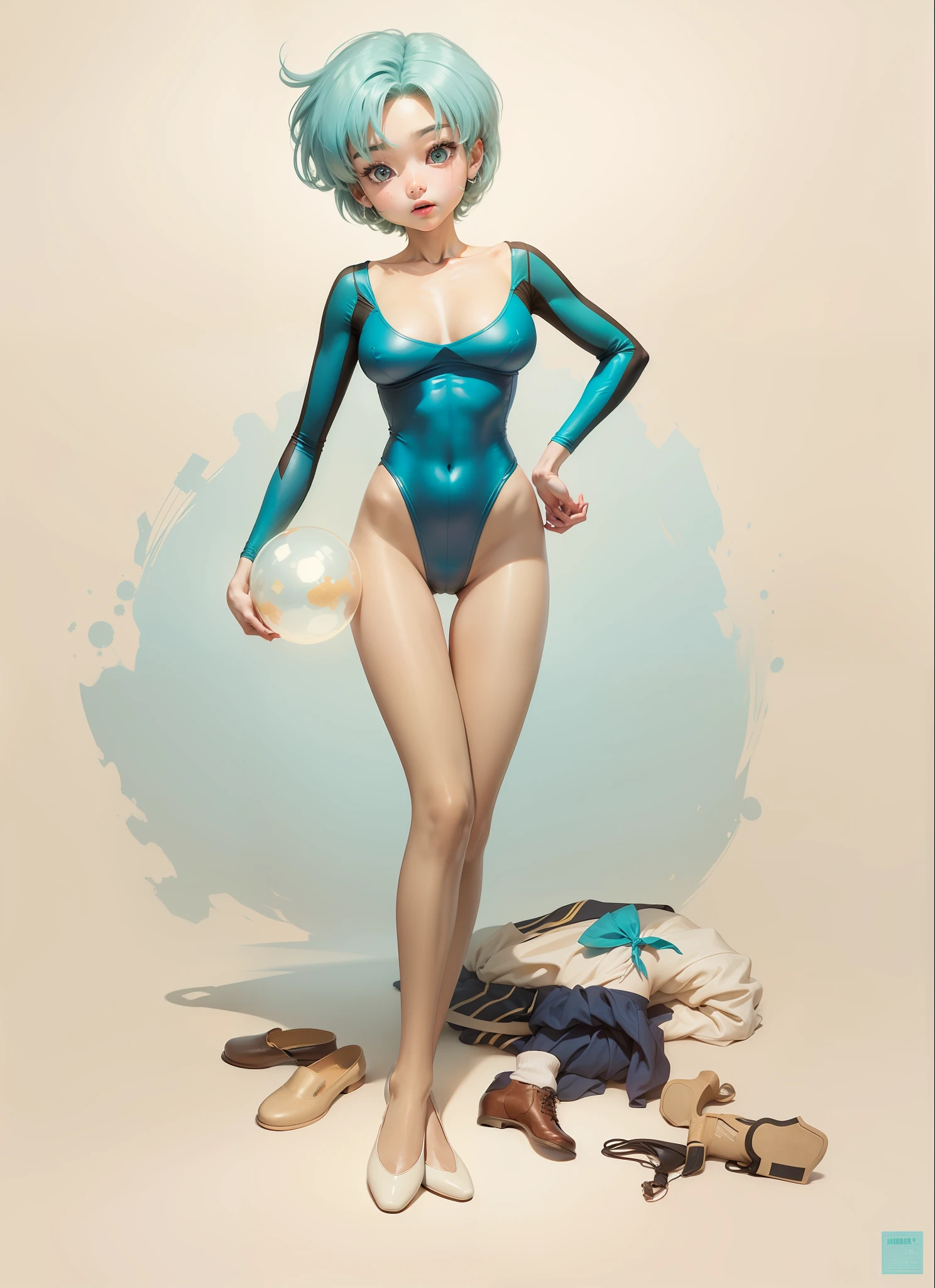 Man in blue leotard、outfits:Cyan Leotard、Rei Ayanami in a leotard、Leotard、Rogue Anime Boy、Leotard、Anime Male Full Body Art、Leotard、highleg、Long sleeve、Beige pantyhose、shonen、Pale bra and pale pants taken off、Raised locality、Beige half shoes