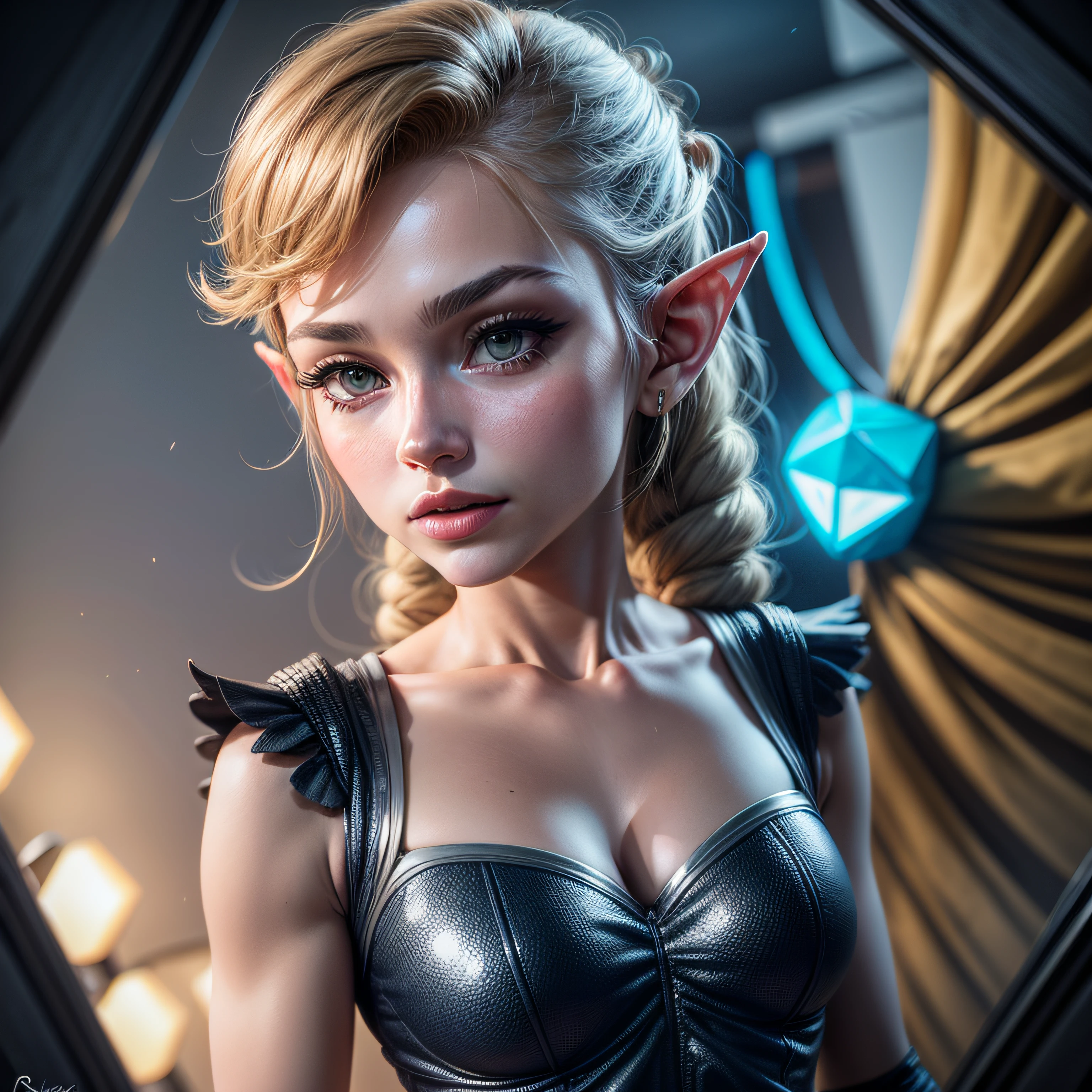 Mulher de cabelos loiros em roupa azul e bege segurando em poses de combate como em street fighter, Zelda, Retrato de Zelda, de lenda de Zelda, Link da lenda de Zelda, link do Zelda, Fotos cosplay, Cosplay ornamentado, Cosplay profissional, Cosplay, Cosplay Completo, Artgerm Moody Fotografia, Princesa Zelda, Zelda como Triforce, Hyrule, Anime Garota Cosplay, ray-traced, 3d-render, extremanente detalhado, alta qualidade, Luz e sombra realistas, cabelos loiros, eye reflection, Sorriso leve, ray tracing, ray tracing, High detail, realismo, hiper-realismo, profundidade de campo, cinematic lighting, desfoque de movimento, brilho, luz brilhante, raios de deus, ray tracing, reflection light, Afterimage, multiple views, Reflexo da lente, Bokeh, 4k, UHD, Masterpiece, anatomicamente correto, pele texturizada, Super Detalhe, alta qualidade, melhor qualidade, 8k