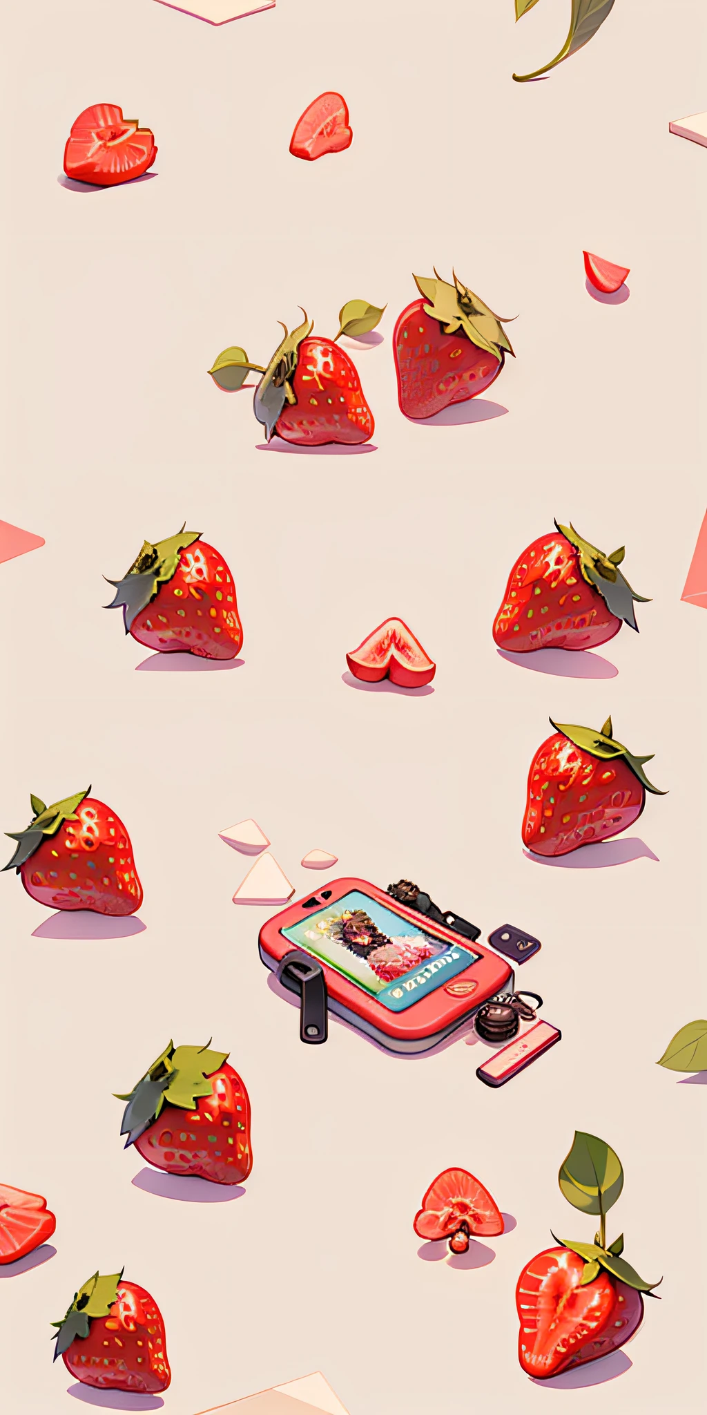 there are many strawberries and daisies on the ground, strawberries, background artwork, strawberry fields forever, strawberry embellishment, strawberries, wall paper!, made with illustrator, flowery wallpaper, made in adobe illustrator, arte de fundo, phone background, author:ayami kojima, seasons!! : 🌸 ☀ 🍂 ❄, berries, fight with strawberries, iphone background