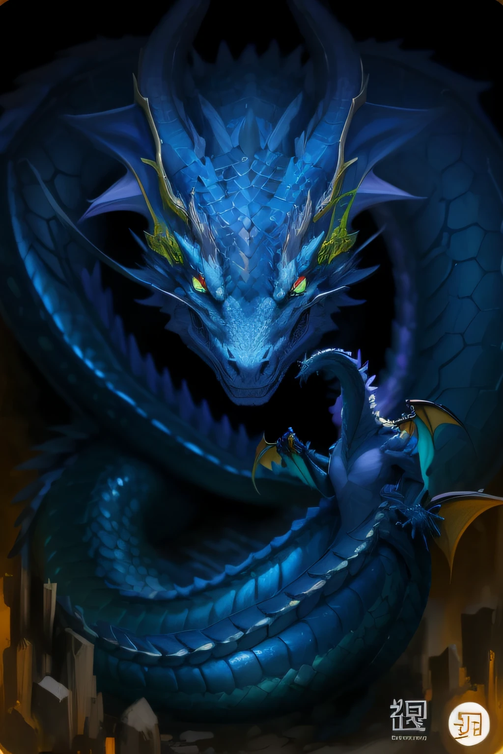 cyan chinese dragon fantasy,urple eyes,teeth,dragon claws,Portrait of a dragon,Portrait of a dragon,Dragon Art,Dragon centered,high qualit,Surrealist D&D fantasy art,Rondra