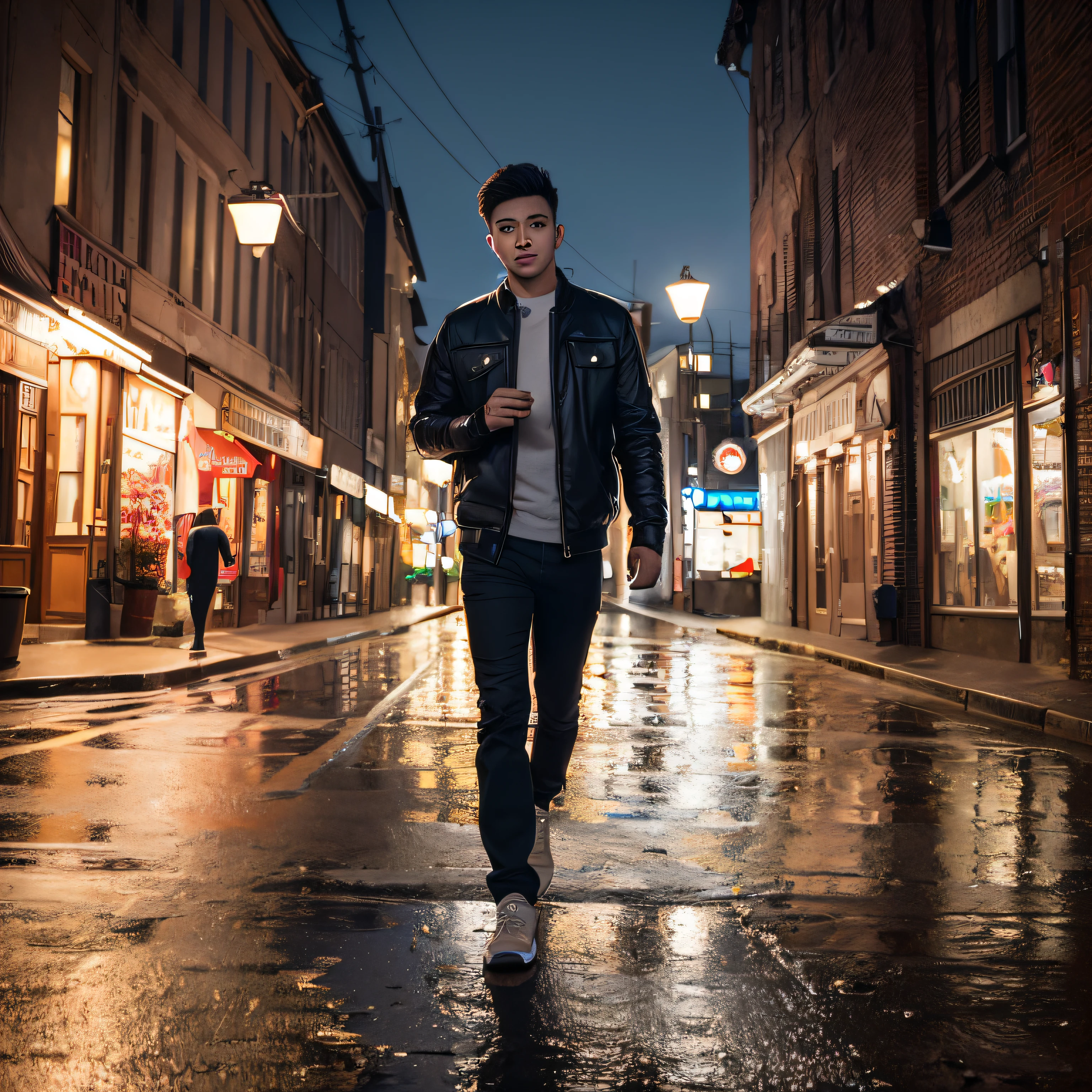mix4,(8k, RAW photo, best quality, master:1.2), (realistic, photo-realistic:1.37),1boy,cute,cityscape,night,rain,wet,professional lighting,photon mapping,radiosity,physically-based rendering , --auto
