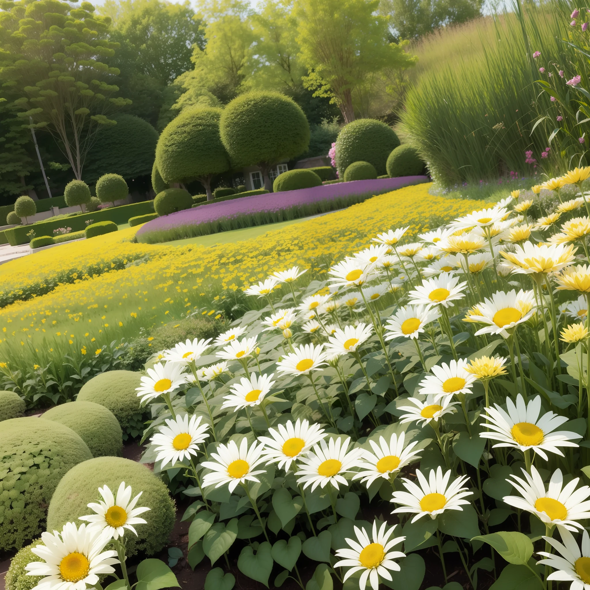 The flower garden I'm about to describe is a breathtaking sight to behold. It's a place where colors come alive and nature's beauty flourishes. As you step into the garden, a delightful fragrance permeates the air, instantly captivating your senses.
The garden is an oasis of vibrant hues, with flowers of all kinds stretching as far as the eye can see. The pathways meander through meticulously landscaped beds, adorned with a myriad of blossoms. Roses in shades of crimson, blush, and ivory stand tall, their velvety petals inviting you to touch them gently.
Sunflowers bask in the golden sunlight, their cheerful faces turned towards the sky. Their towering stalks create a dramatic backdrop for the smaller flowers that dance and sway in the gentle breeze. Daisies, with their delicate white petals and golden centers, add a touch of innocence and purity to the scene.
Butterflies flit from one flower to another, their wings painted with patterns that match the vibrant blooms. Bees buzz busily, going about their important task of pollination, while hummingbirds dart from flower to flower, their iridescent feathers glimmering in the sunlight.
As you wander deeper into the garden, you encounter clusters of lavender, their soothing fragrance wafting through the air. The scent lingers, creating a serene atmosphere that soothes the soul. Delicate orchids, with their intricate patterns and vibrant colors, add an exotic touch to the garden.
Water features, such as a gentle babbling brook or a tranquil pond, provide a serene backdrop to the floral symphony. The sound of water trickling and the occasional croak of a nearby frog create a harmonious ambiance that complements the visual beauty of the flowers.
Beneath your feet, a carpet of lush green grass invites you to sit and immerse yourself in the tranquility of the garden. Benches strategically placed throughout offer a perfect spot to rest and take in the breathtaking view.