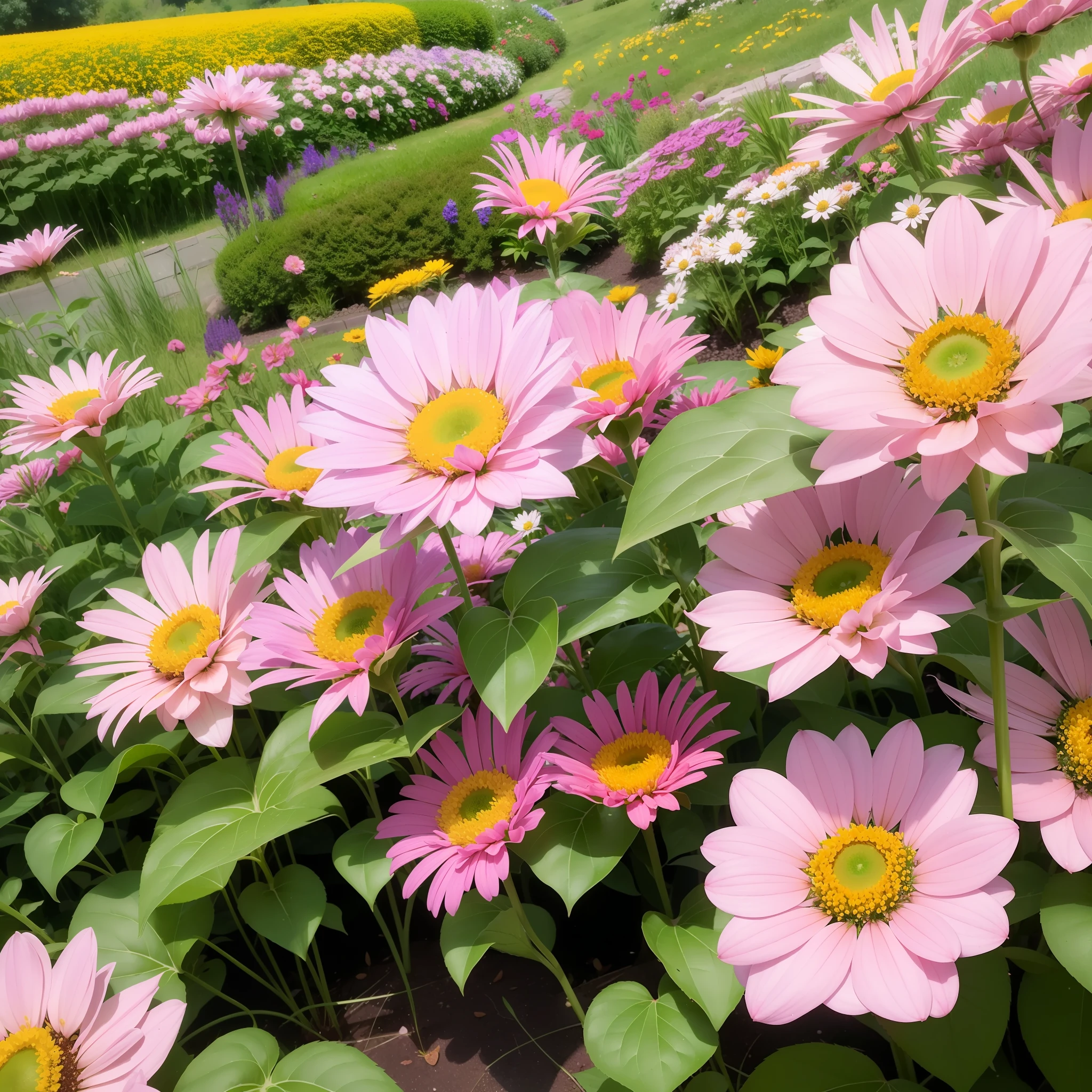 The flower garden I'm about to describe is a breathtaking sight to behold. It's a place where colors come alive and nature's beauty flourishes. As you step into the garden, a delightful fragrance permeates the air, instantly captivating your senses.
The garden is an oasis of vibrant hues, with flowers of all kinds stretching as far as the eye can see. The pathways meander through meticulously landscaped beds, adorned with a myriad of blossoms. Roses in shades of crimson, blush, and ivory stand tall, their velvety petals inviting you to touch them gently.
Sunflowers bask in the golden sunlight, their cheerful faces turned towards the sky. Their towering stalks create a dramatic backdrop for the smaller flowers that dance and sway in the gentle breeze. Daisies, with their delicate white petals and golden centers, add a touch of innocence and purity to the scene.
Butterflies flit from one flower to another, their wings painted with patterns that match the vibrant blooms. Bees buzz busily, going about their important task of pollination, while hummingbirds dart from flower to flower, their iridescent feathers glimmering in the sunlight.
As you wander deeper into the garden, you encounter clusters of lavender, their soothing fragrance wafting through the air. The scent lingers, creating a serene atmosphere that soothes the soul. Delicate orchids, with their intricate patterns and vibrant colors, add an exotic touch to the garden.
Water features, such as a gentle babbling brook or a tranquil pond, provide a serene backdrop to the floral symphony. The sound of water trickling and the occasional croak of a nearby frog create a harmonious ambiance that complements the visual beauty of the flowers.
Beneath your feet, a carpet of lush green grass invites you to sit and immerse yourself in the tranquility of the garden. Benches strategically placed throughout offer a perfect spot to rest and take in the breathtaking view.