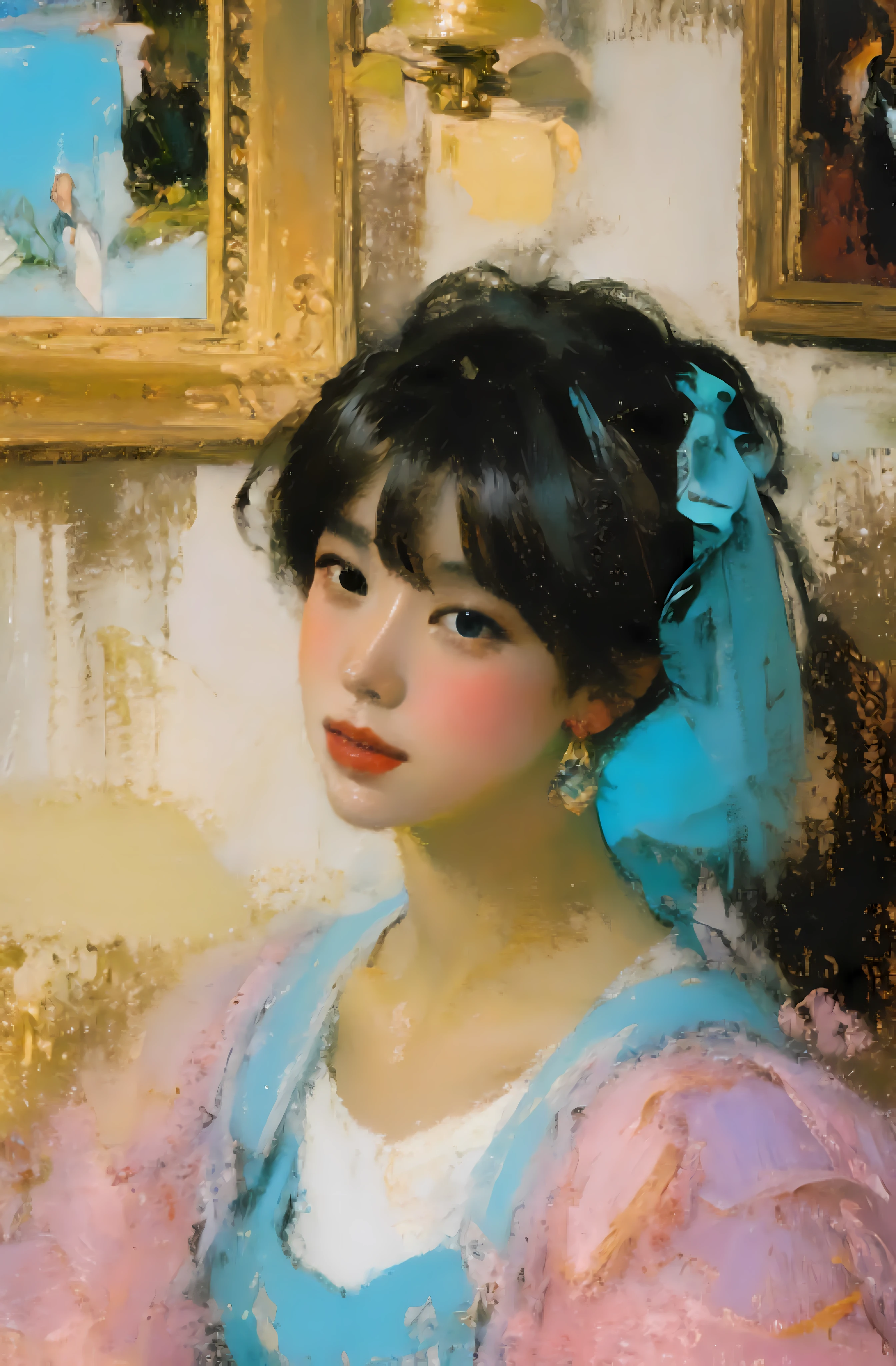 turquoise pink and yellow, inspired by LeRoy Neiman, pastel style painting, impressionist style painting, inspired by James Ryman, expressive impressionist style, trending artistic art, pastel artwork, inspired by Yanjun Cheng, Painted in oil, artistic drawing, impressionism style, oil painting with brushstrokes, painterly style