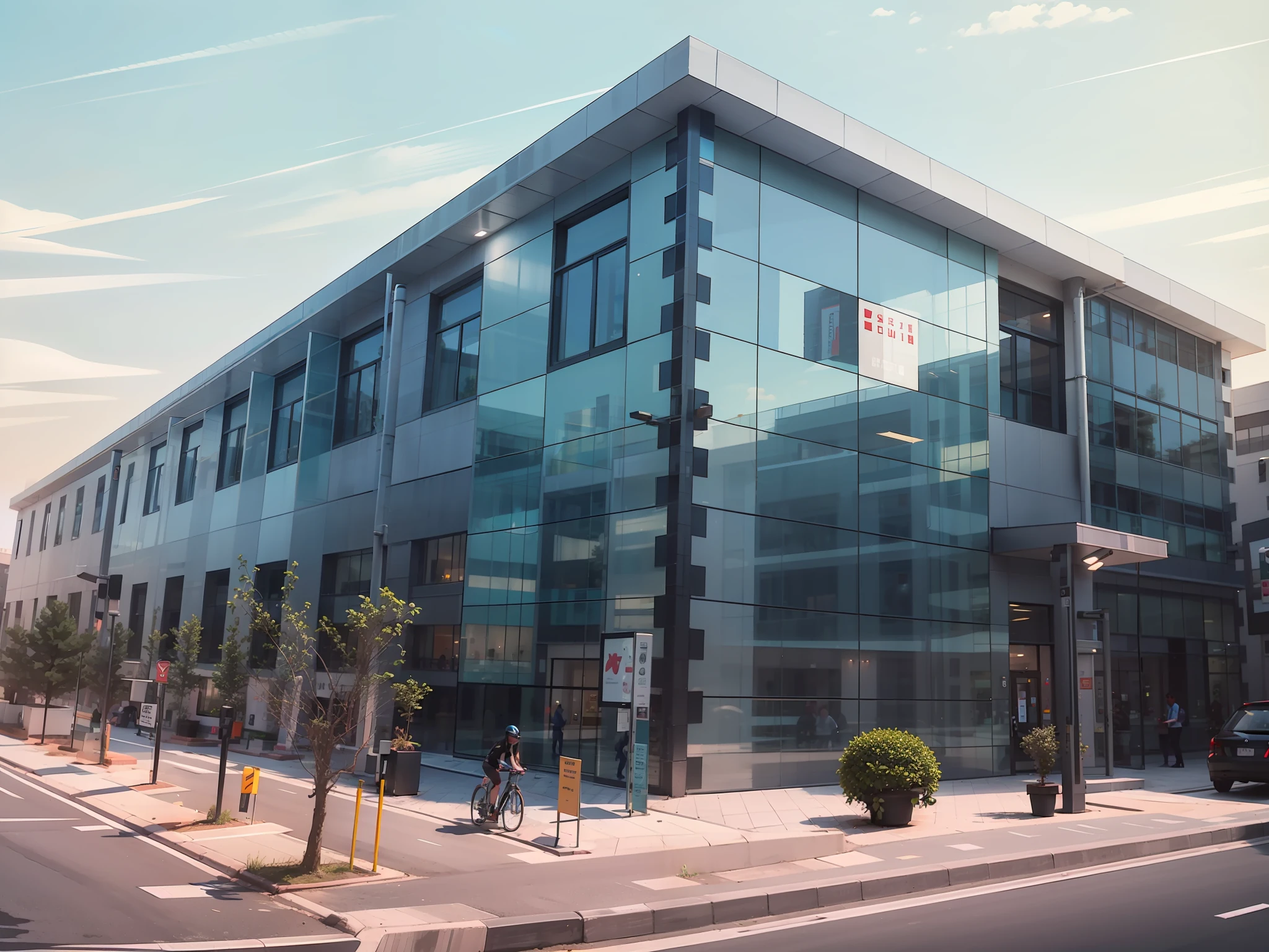 Office building, introduction factory photo, Single building, modern technology building, office room, , central image, single image, coper cladding, F 2. 0, full building,