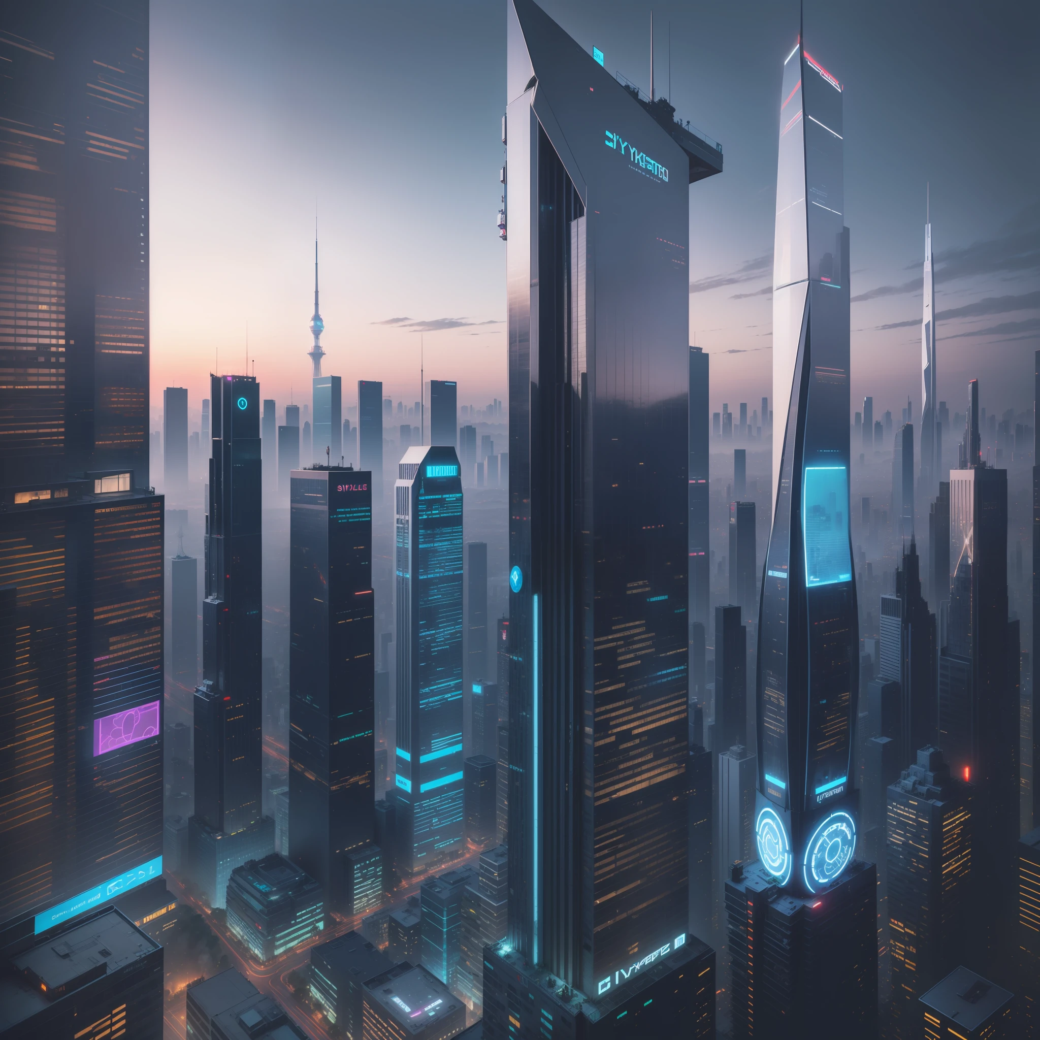 cyber punk　A futuristic world　Skyscrapers　SF Utopia　beste Quality　A masterpie