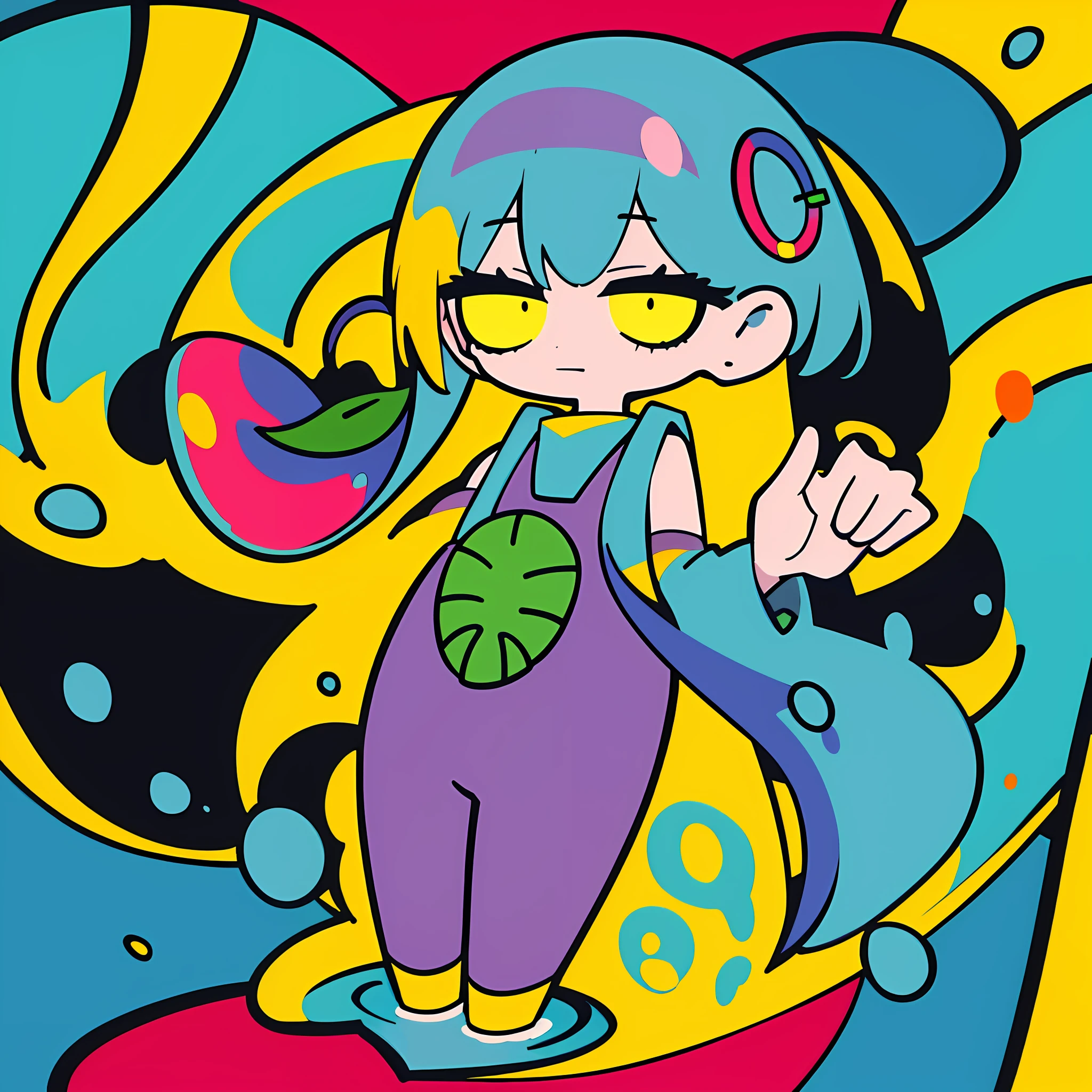 (Ultra Detailed,Ultra High Definition,Detailed Background),((2D)),((Flat Color))),(Colorful)),((Floating Colorful Water)),,1 Girl,Solo,Watch Viewer,Benjamin,Plant Personification,