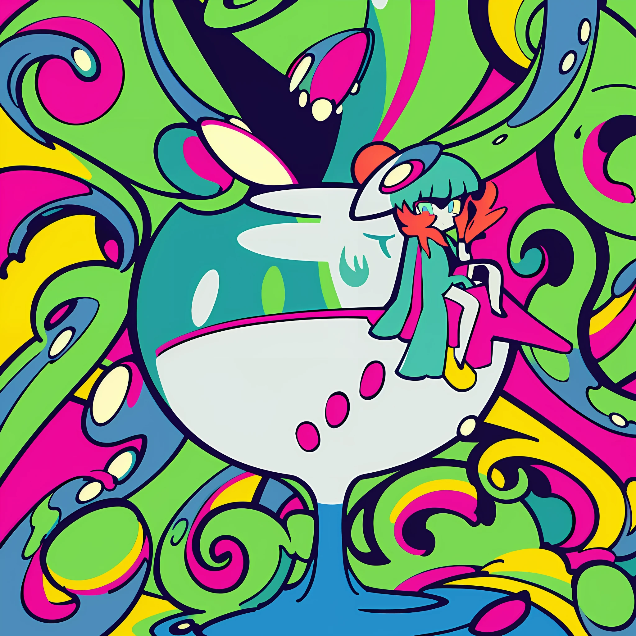 (Ultra Detailed,Ultra High Definition,Detailed Background),((2D)),((Flat Color))),(Colorful)),((Floating Colorful Water)),,1 Girl,Solo,Watch Viewer,Benjamin,Plant Personification,