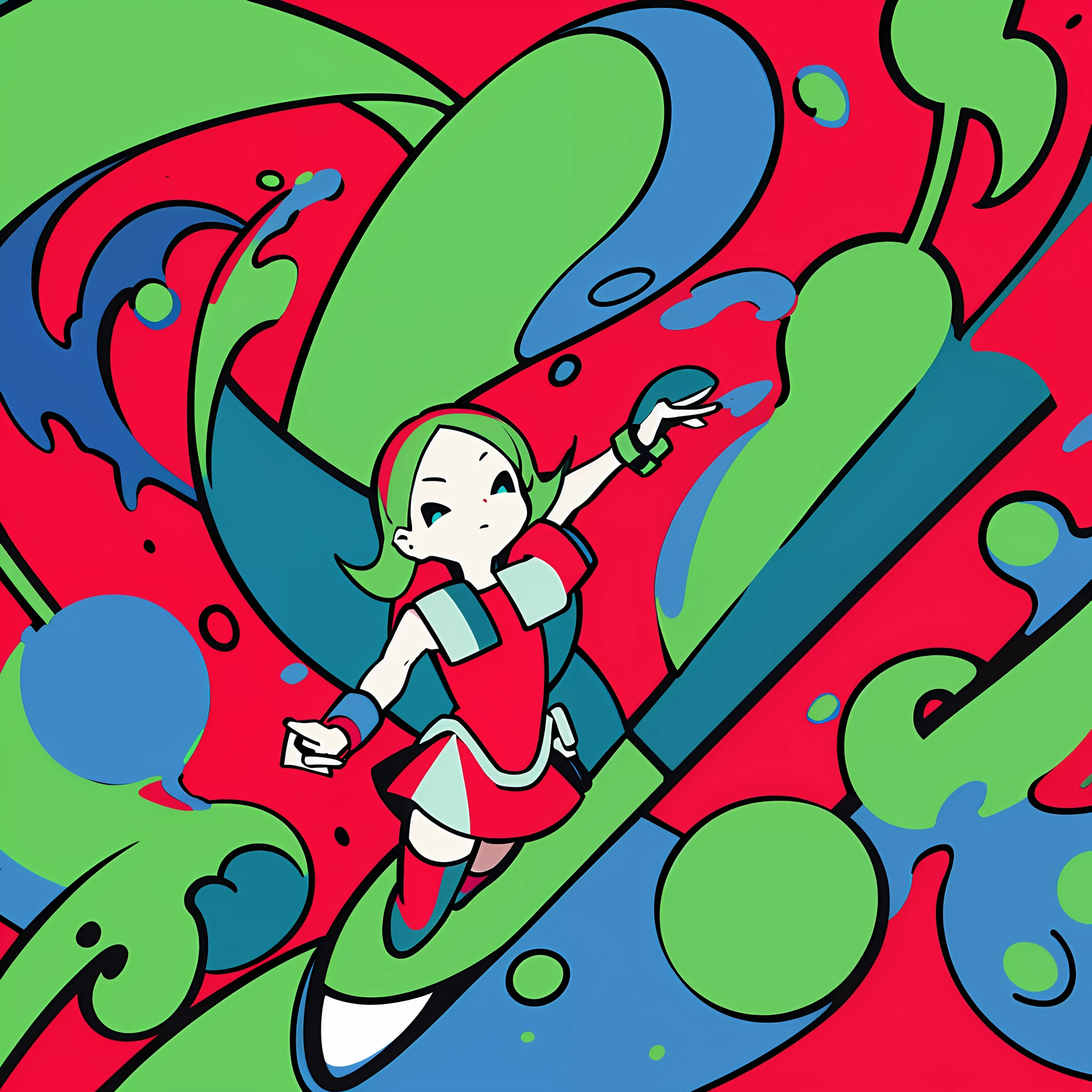 (Ultra detailed, ultra high resolution, detailed background),((2D)),((flat color))),(colorful)),((floating colorful water))),1 girl,solo,watch viewer,houseplant personification,