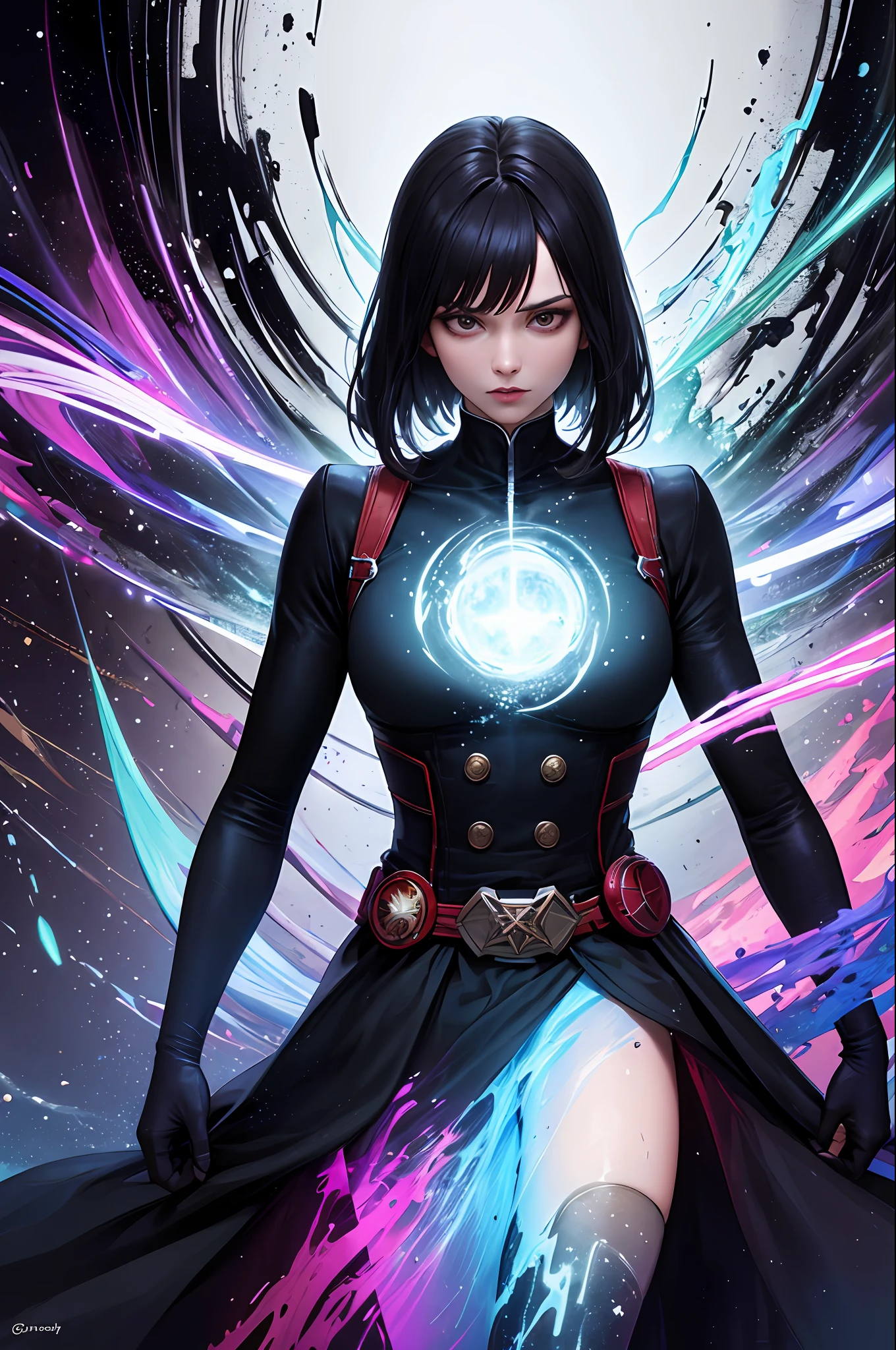 (obra-prima, melhor qualidade: 1.4), light painting, (long exposure: 1.2), Dynamic Ranges, rastros luminosos, cor vermelha muito vibrante, movimento fluido, Captivating patterns, creative experimentation,(1girl),(maior detalhe),(foto de cowboy: 1.2), dinamic pose, magia do caos, feiticeira escarlate, Marvel,