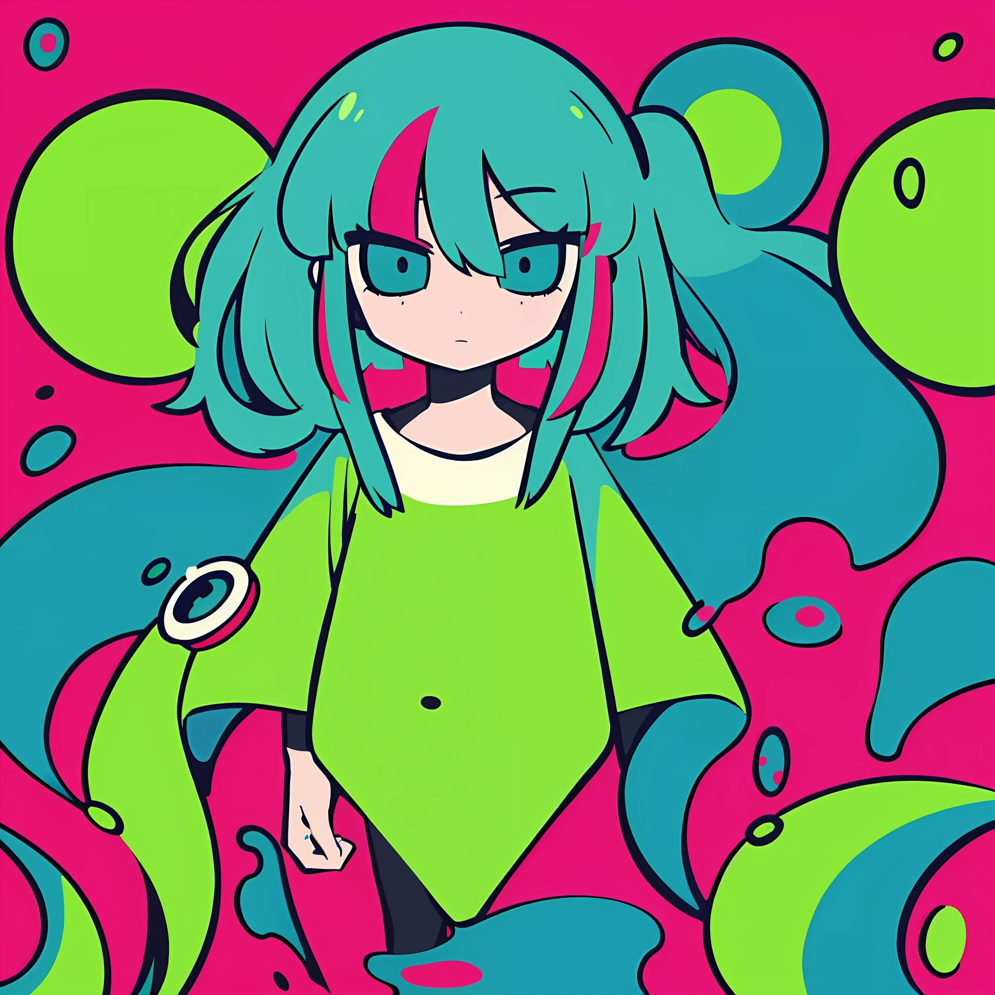 (Ultra Detailed,Ultra High Definition,Detailed Background),((2D)),((Flat Color))),(Colorful)),((Floating Colorful Water)),,1 Girl,Solo,Watch Viewer,Benjamin,Plant Personification,