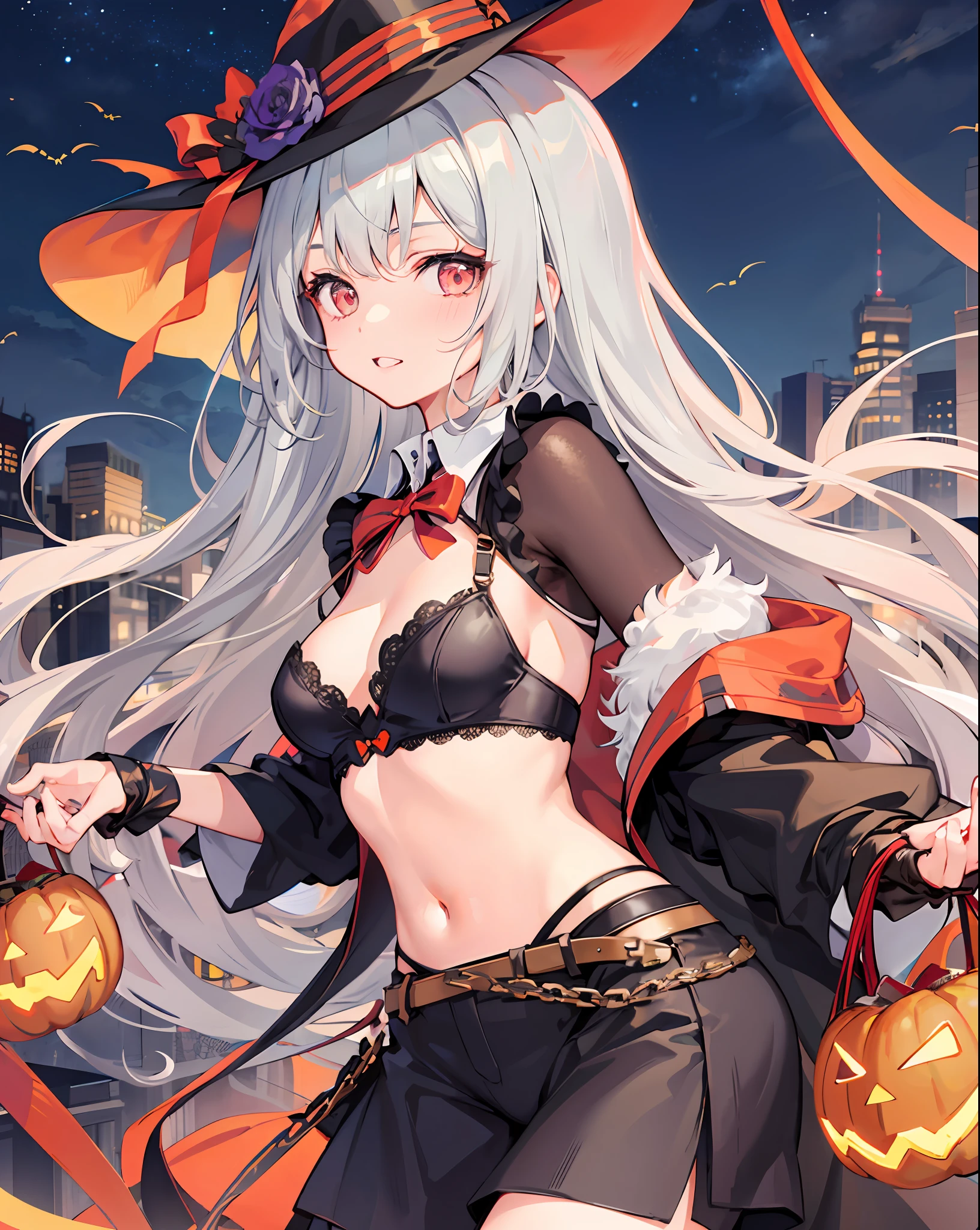Cute girl in a cute costume on halloween night