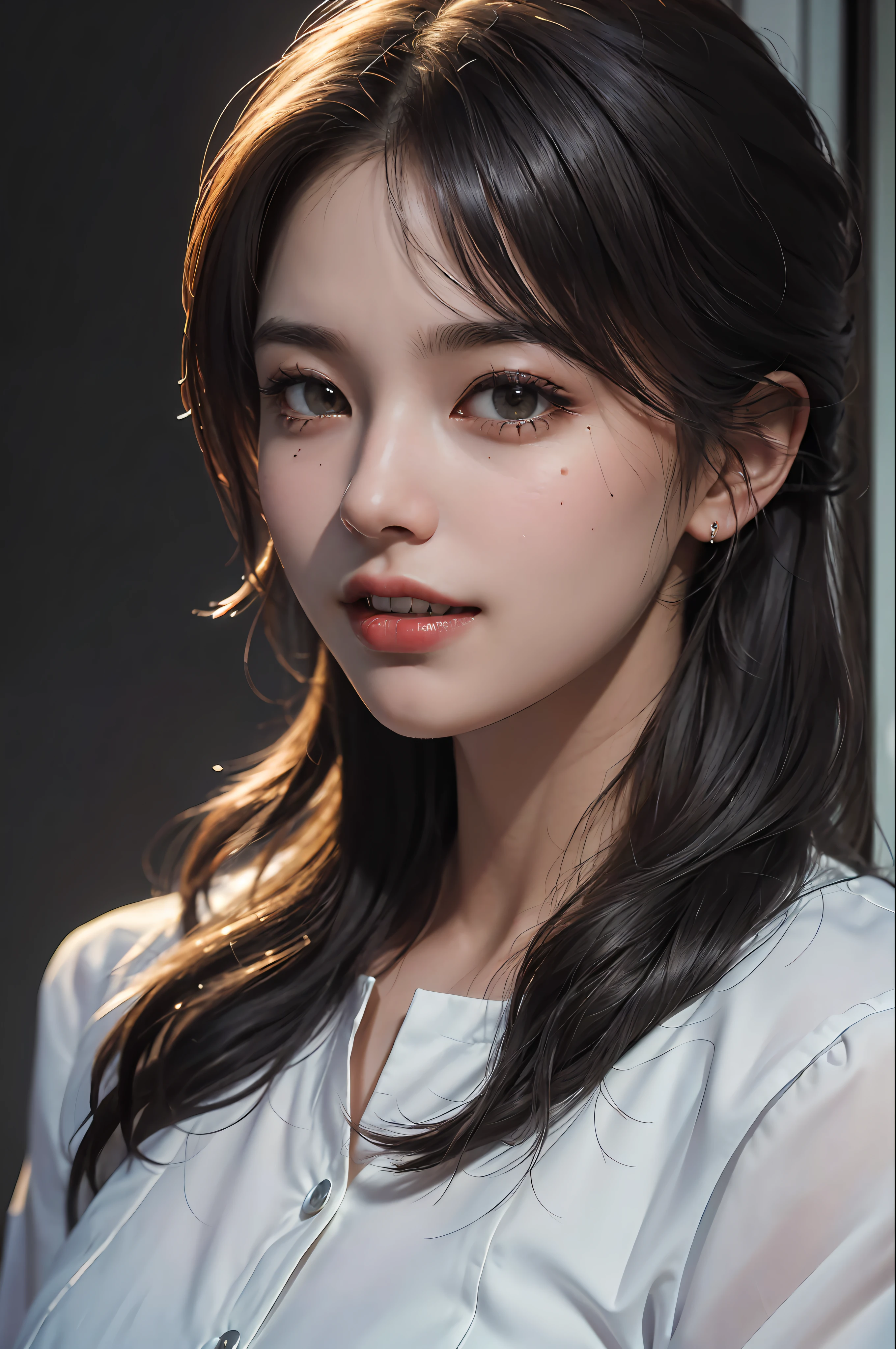 (masterpiece, best quality, beautiful quality, photorealistic, looking at viewer, detailed lighting, extremely detailed skin, extremely detailed hair, extremely detailed teeth, shadows, 8k:1.2), (a picture of a woman, 1girl:1.2),
