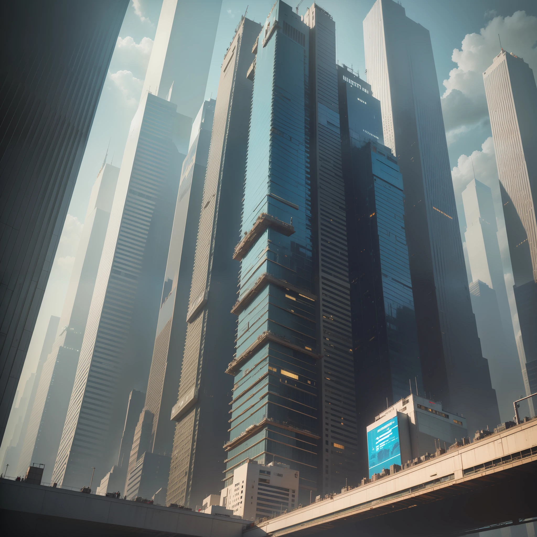 cyber punk A futuristic world Skyscrapers Pyramids SF Huge construction dream beste Quality masterspiece